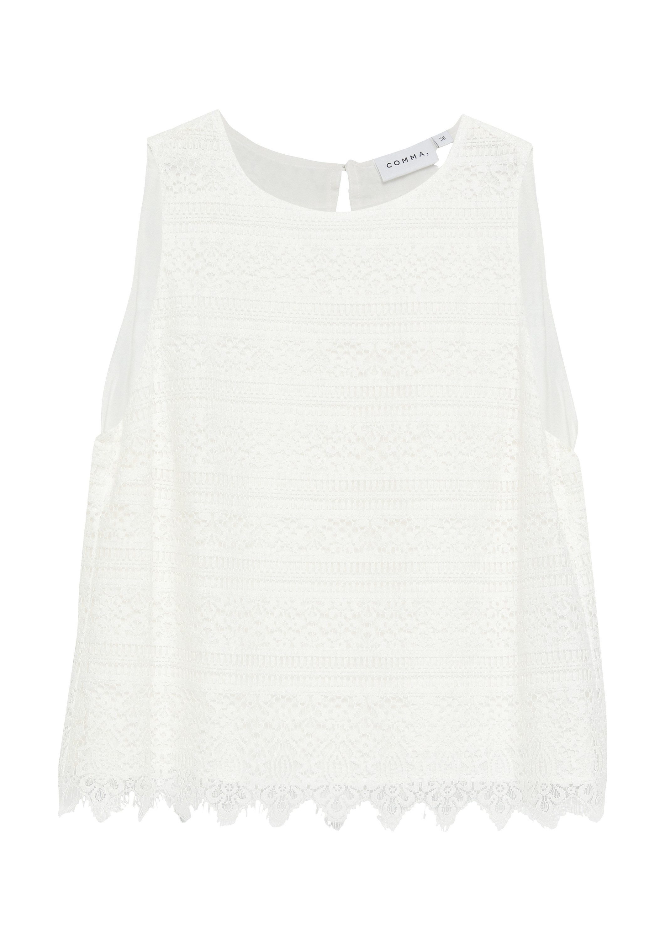 comma Blusentop Bluse Feminines Baumwollspitzentop