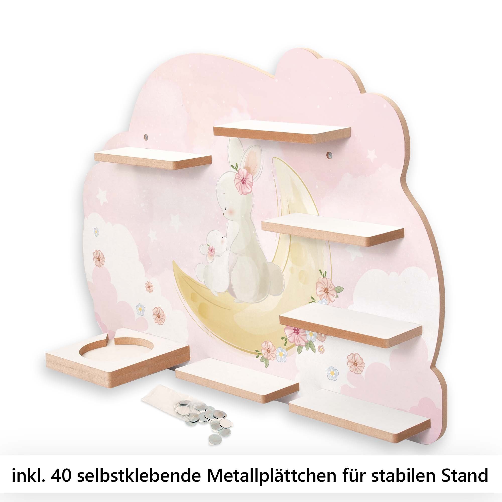 Kreative Feder Wandregal Hasenmama und 40 MUSIKBOX-REGAL & Baby, TONIE-BOX Metallplättchen für TONIES inkl