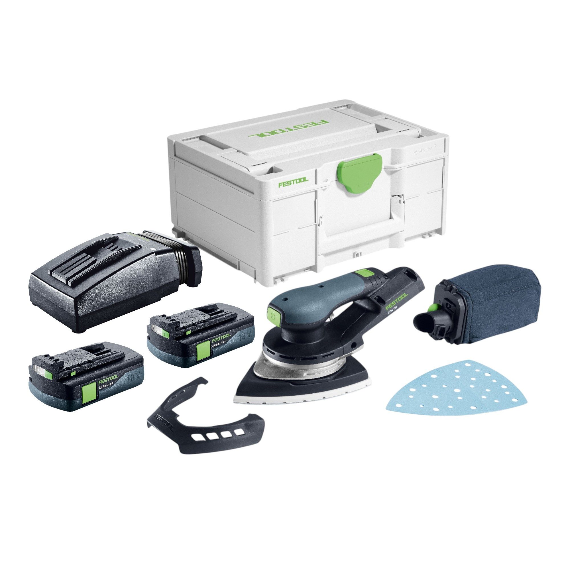 FESTOOL Deltaschleifer DTSC 200-Basic 18 V + 2x Akku 3,0 Ah + Ladegerät + Systainer