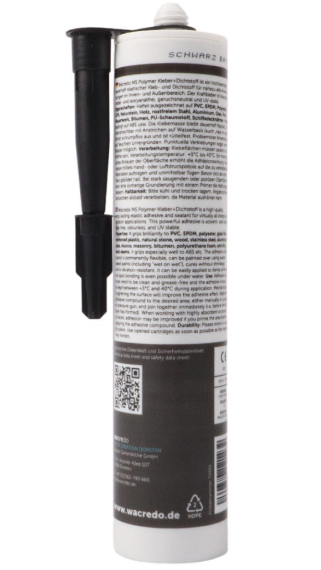 Wacredo Montagekleber MS Polymer Kleb- und Dichtstoff schwarz, Teichfolienkleber