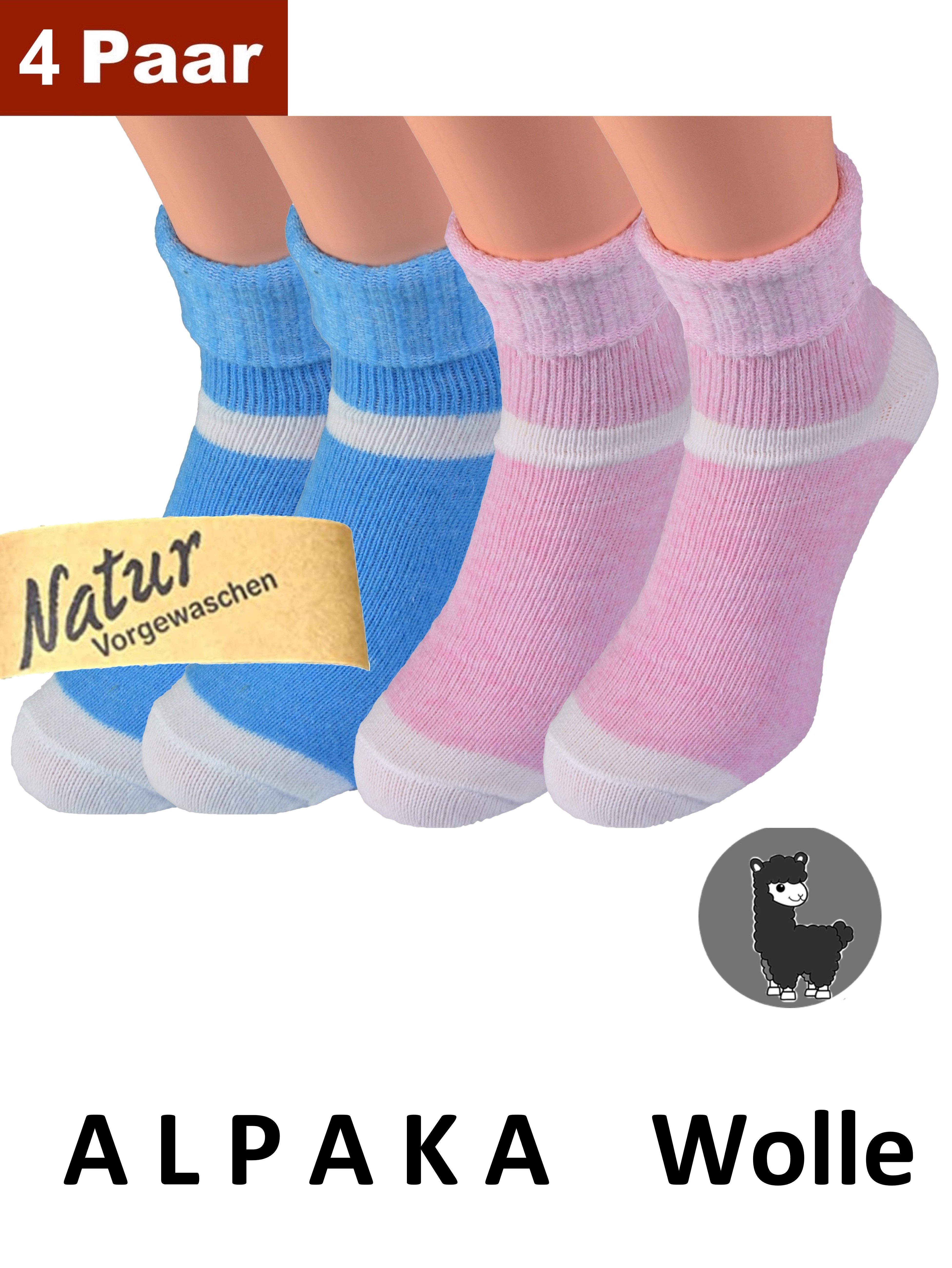 Umschlagsocken Warme Damen Alpaka Socken farbig bunte Woll-Socken Wolle Thermo-Socken