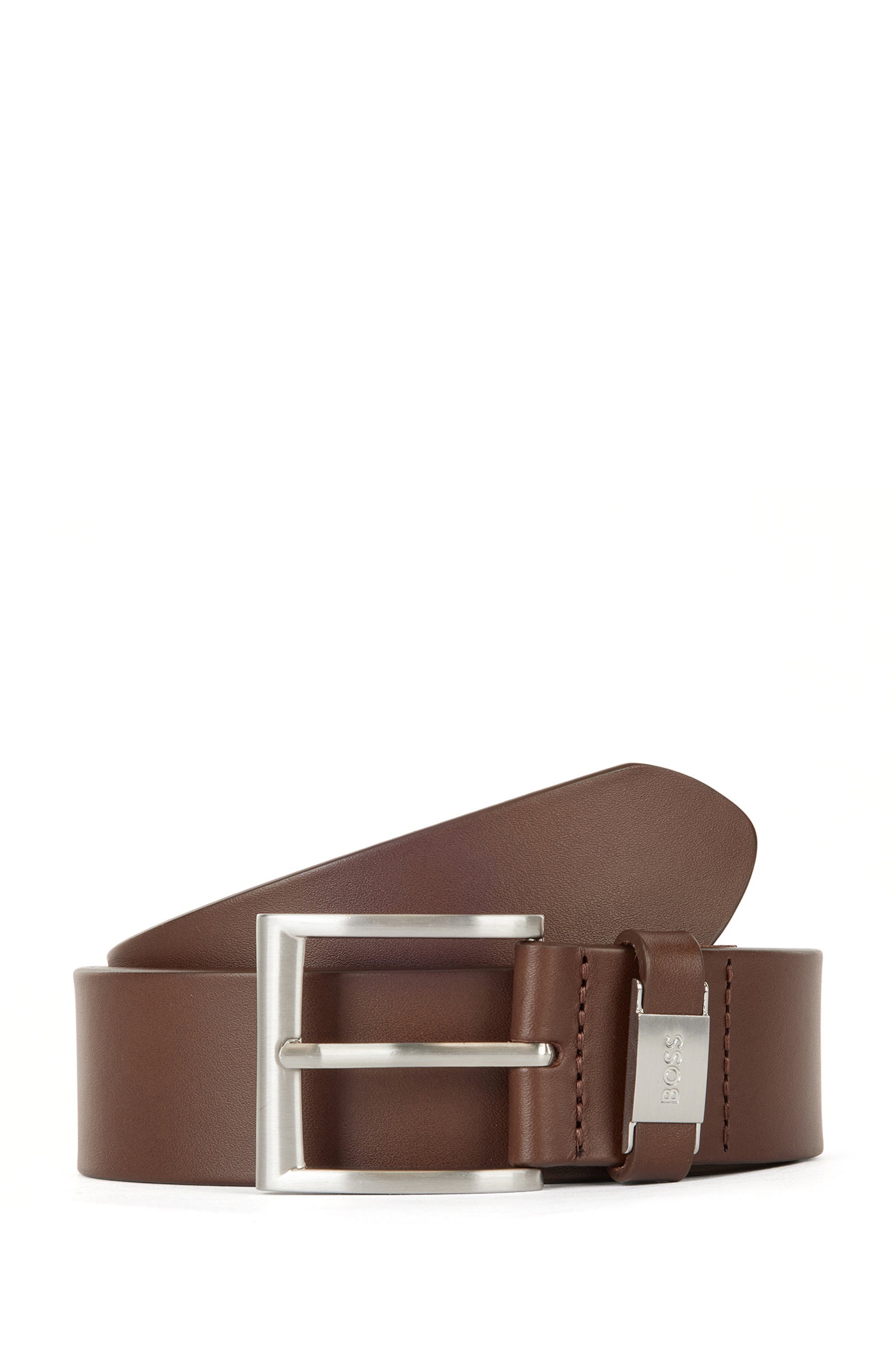 BOSS Ledergürtel Connio silberfarbene Schließe & Logo-Schriftzug auf der Sc günstig online kaufen