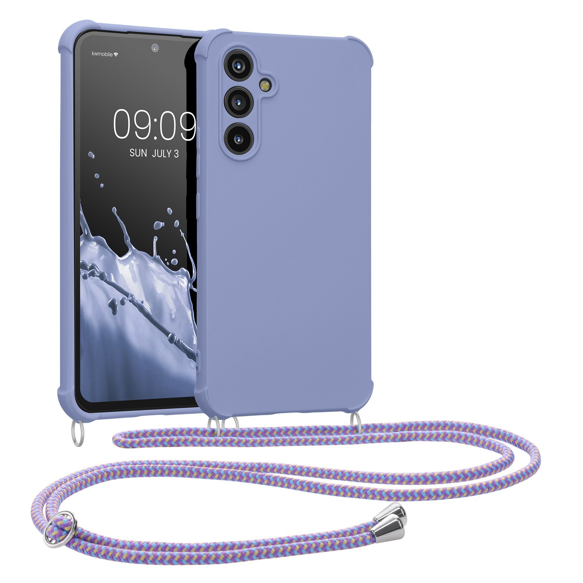 kwmobile Handyhülle Hülle für Samsung Galaxy A54 5G, mit Metall Kette zum Umhängen - Silikon Handy Cover Case Schutzhülle