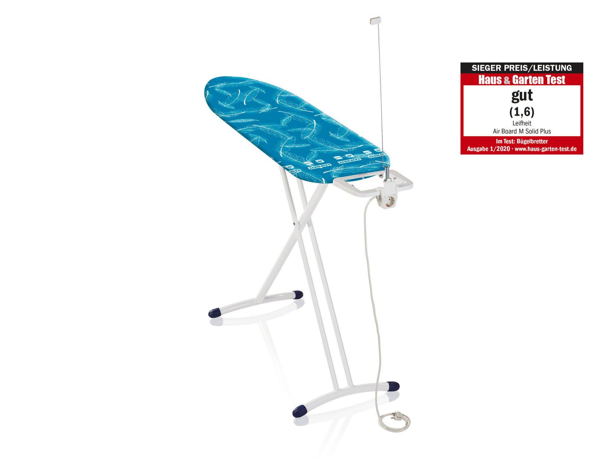 Leifheit Bügelbrett Bügeltisch Air Board M Solid Plus, Bügelfläche 38.0x120.0 cm, Zwei-Seiten-Bügeleffekt, 120x38cm, höhenverstellbar (76-100 cm)