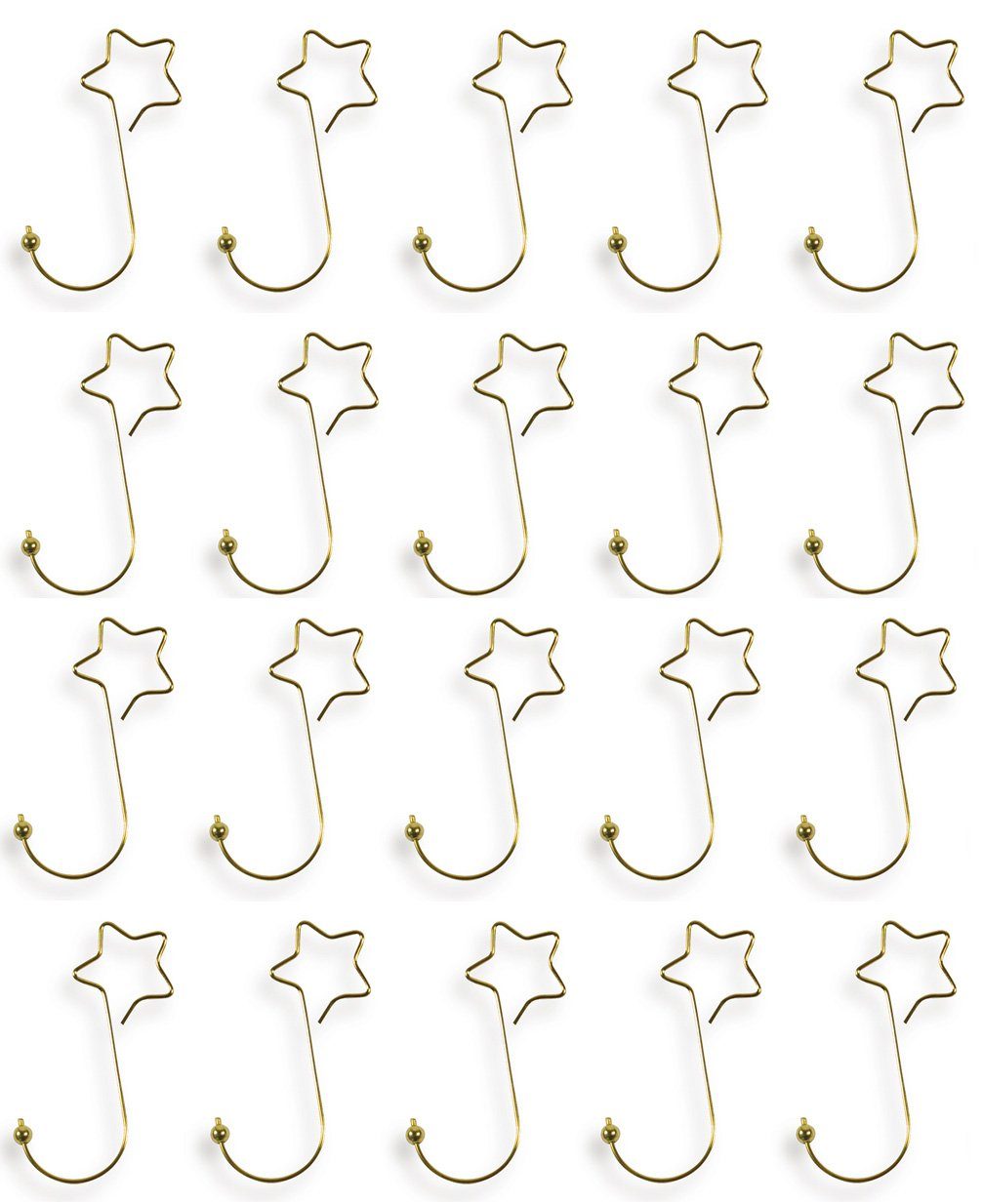 Weihnachtsbaumkugel Metall Kugelaufhänger mit Stern (20 Stück) - Gold oder Silber - Christbaumschmuck