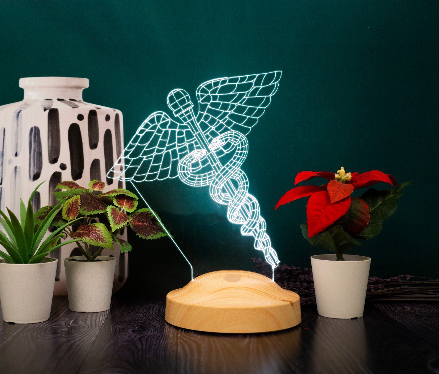 Geschenkelampe LED Nachttischlampe Medizin Symbol 3D Nachtlicht, Geschenk für Arzt Abschlussgeschenke, Leuchte 7 Farben fest integriert, Geschenk für Berufseins – Bild 4 von 5