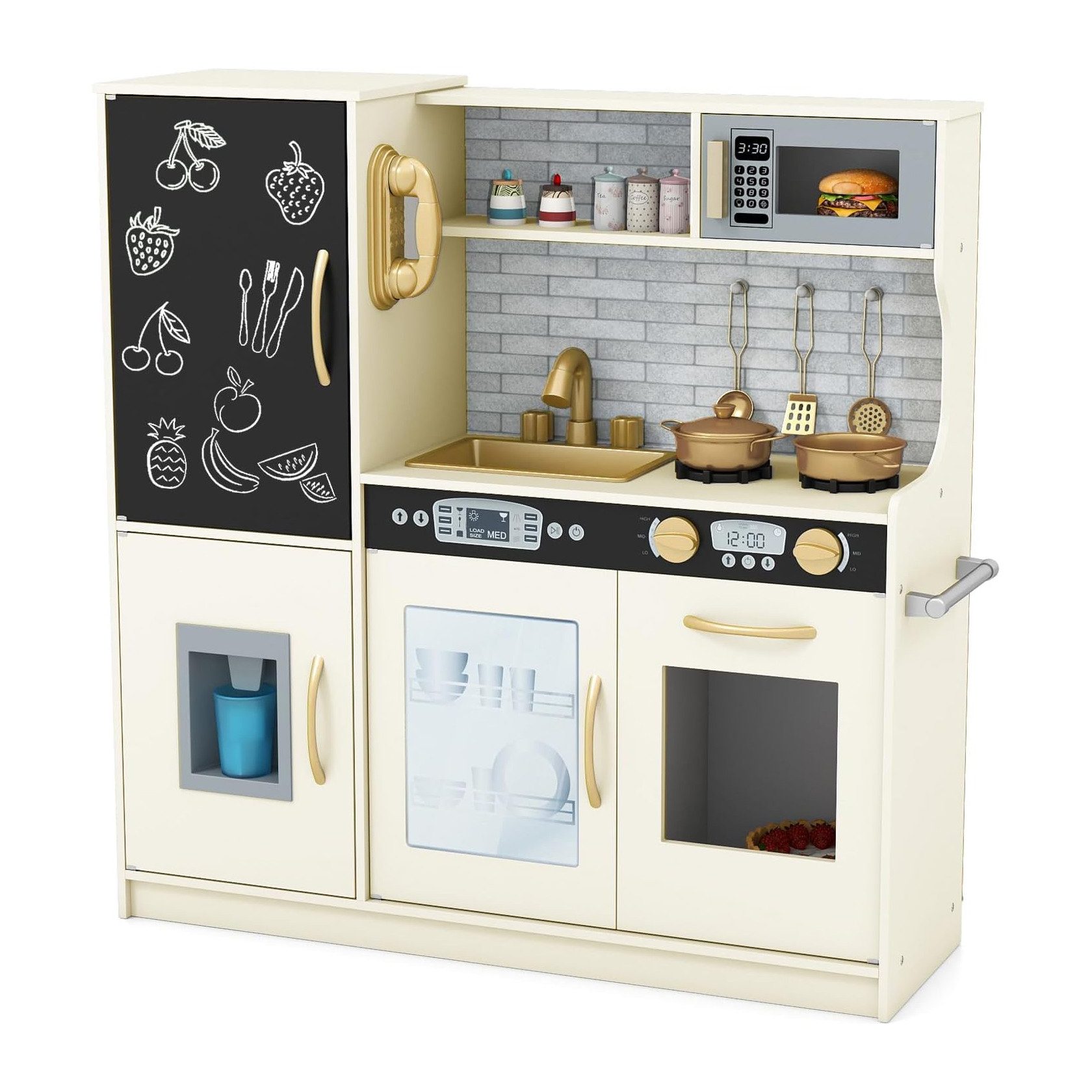 KOMFOTTEU Spielküche Kinderküche, mit Mikrowellen, Backofen, Wasserbecken, günstig online kaufen