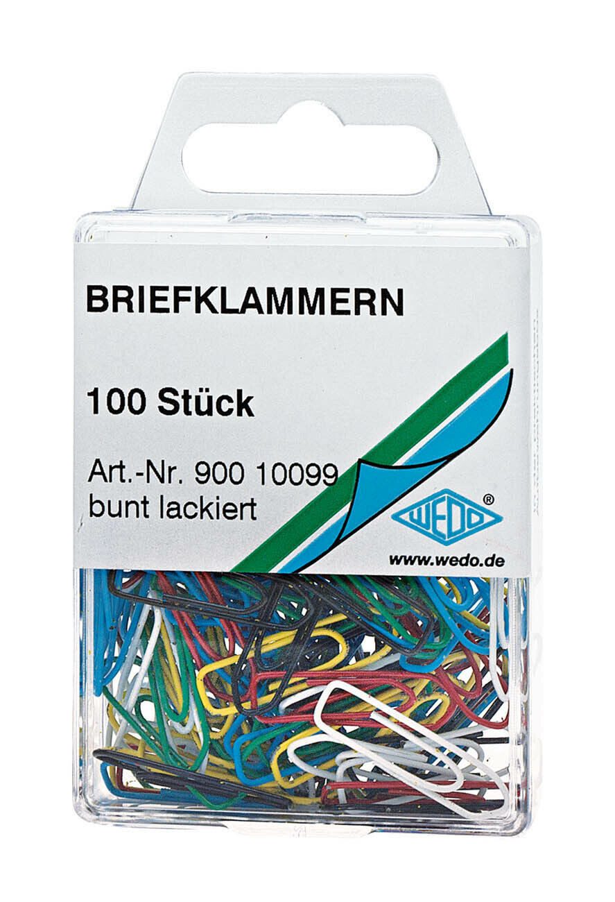 Büroklammer WEDO Briefklammern 26mm bunt Büroklammern Metall 90010099 VE100