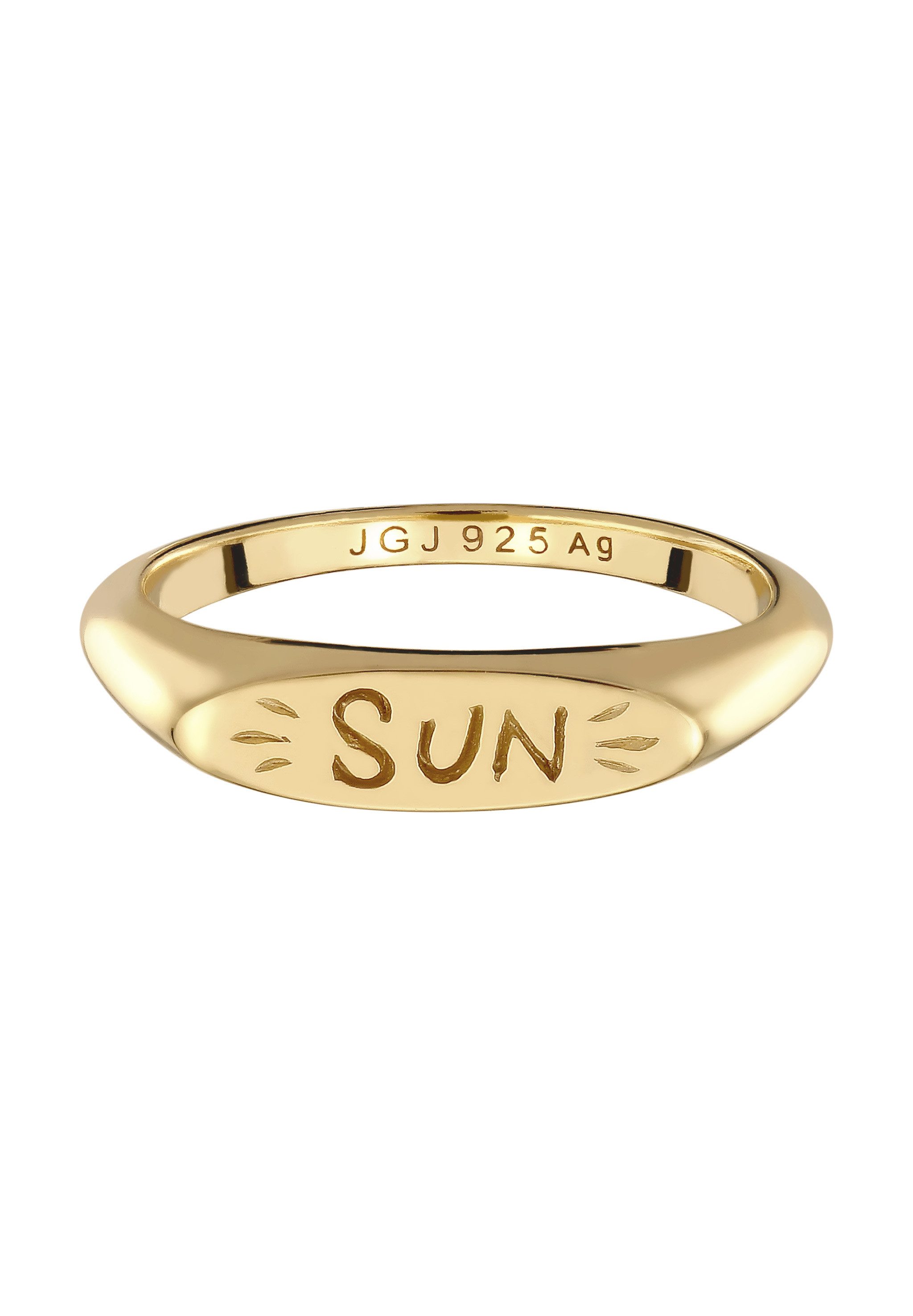 Elli Siegelring Siegelring Sonne 925 Sterling Silber vergoldet