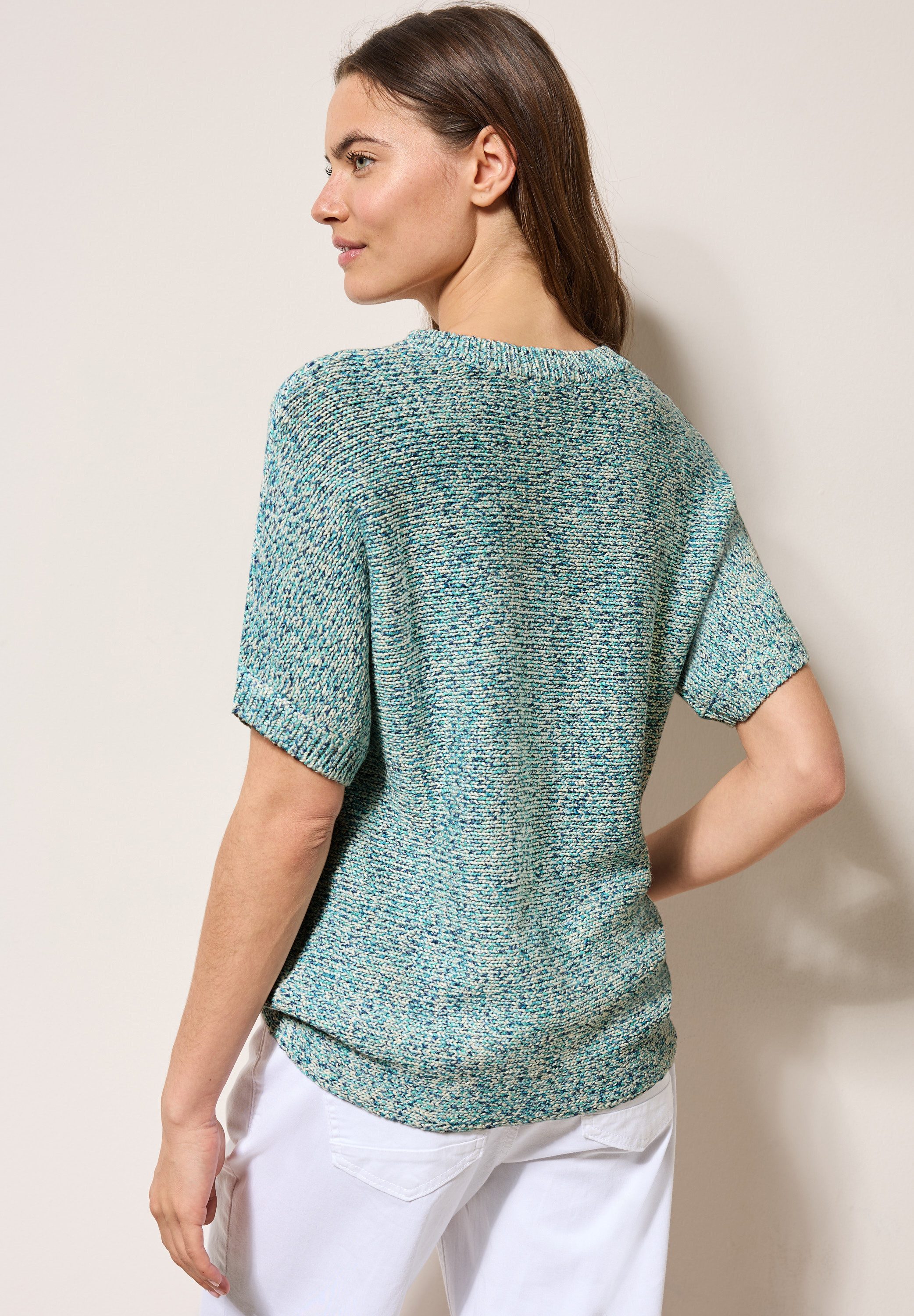 CECIL Kurzarmpullover aus Mouliné günstig online kaufen