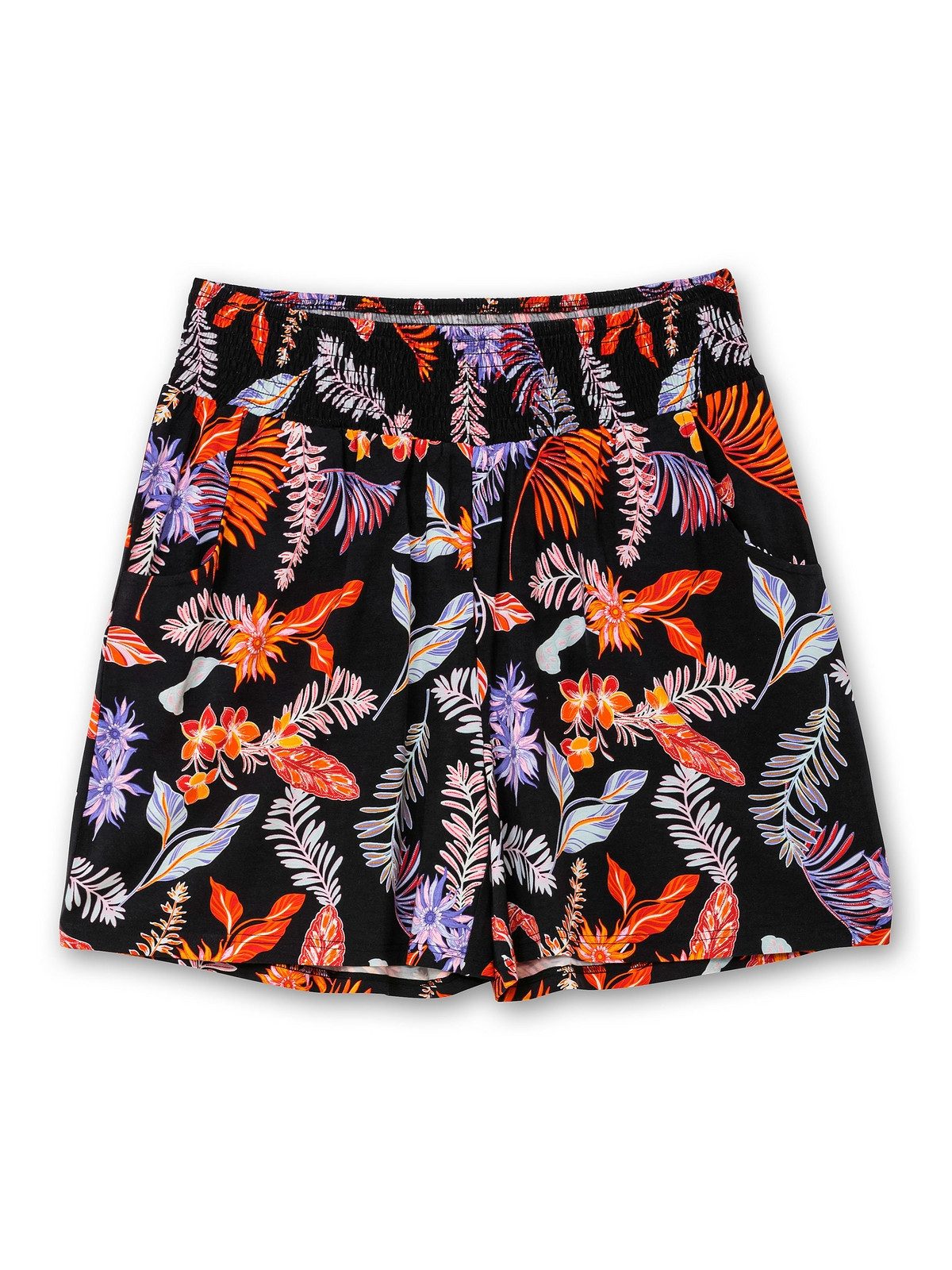 Sheego Shorts Große Größen mit Blätterprint und Smokbund