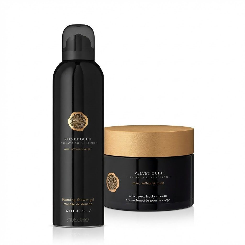 Rituals Pflege-Geschenkset Rituals Velvet Oudh Duschschaum & Body Cream Set, 2-tlg., Duschgel & Body Cream im warmen Oudh-Duft für Reinigung & Pflege