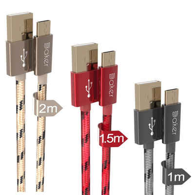 Baker »AN09« USB-Kabel, USB-C, USB 3.0 Typ A, 3er Set, 3 Länge, 3 Farben, Synchronisieren, Aufladen