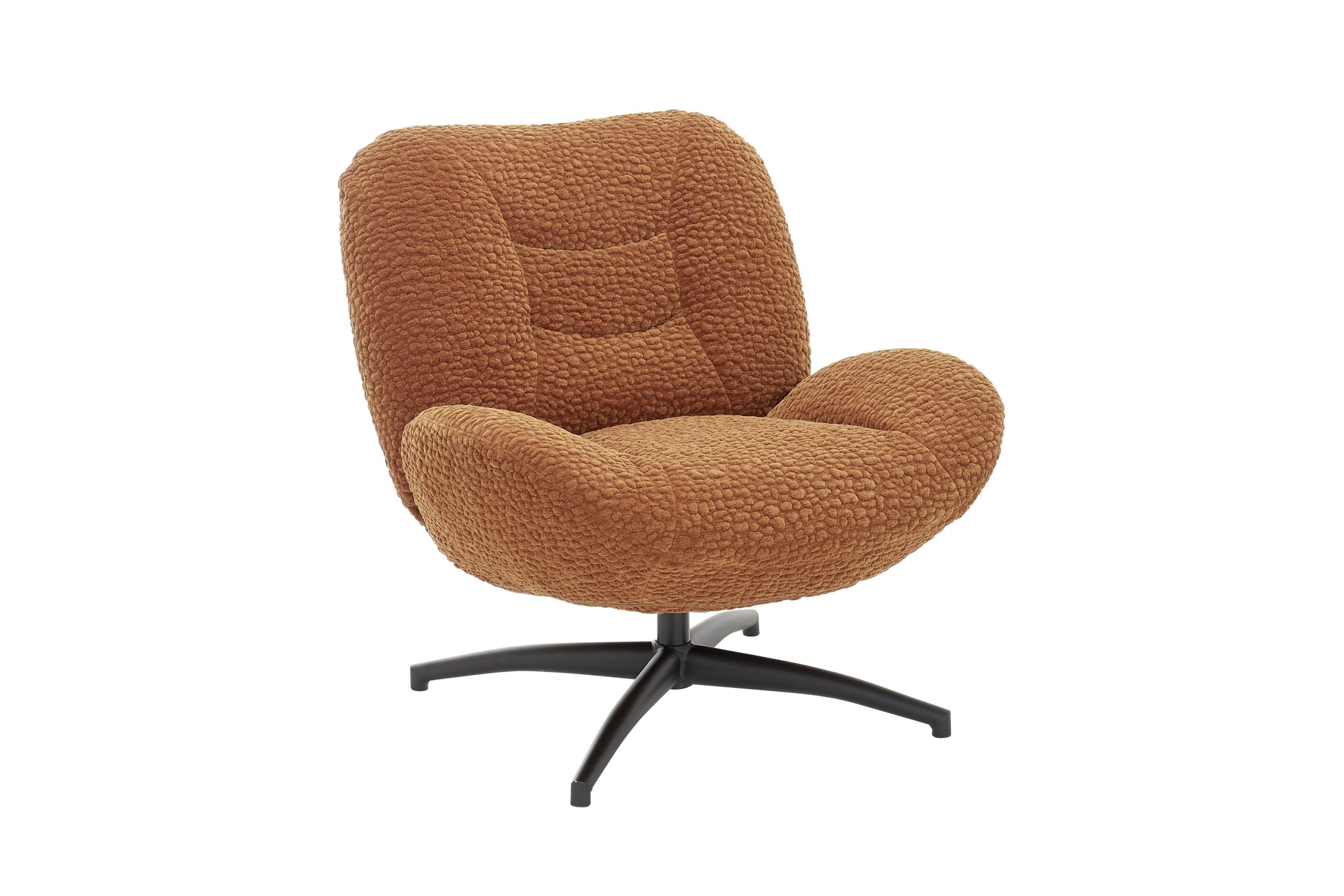 Robas Lund Loungesessel, Loungesessel in Rostbraun m. 3?D?Gewebe & 360° drehbar 83x84x91 cm