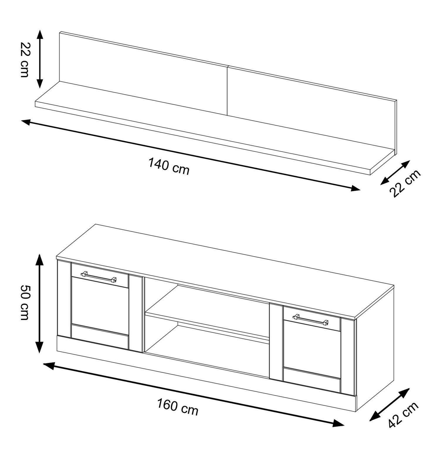 Cozy, Feldmann-Wohnen Artisan TV-Wand 2-teilig Rustikal