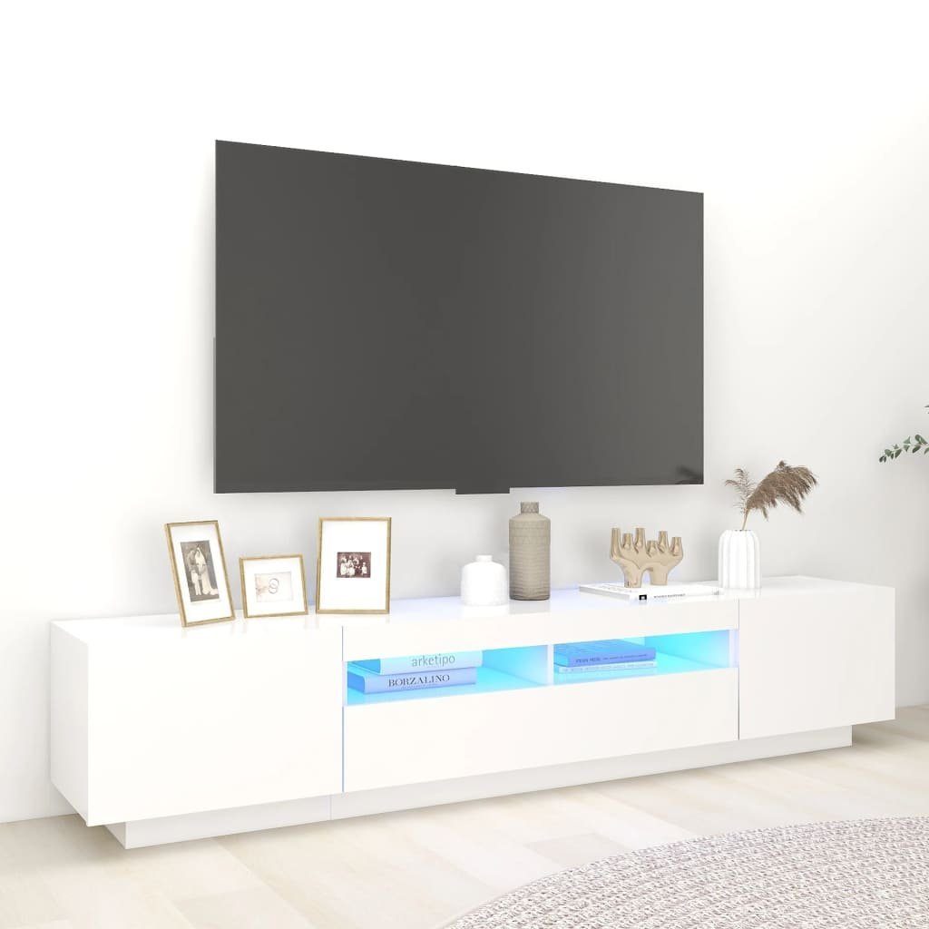 vidaXL 200x35x40 mit Weiß (1-St) LED-Leuchten TV-Schrank TV-Schrank cm