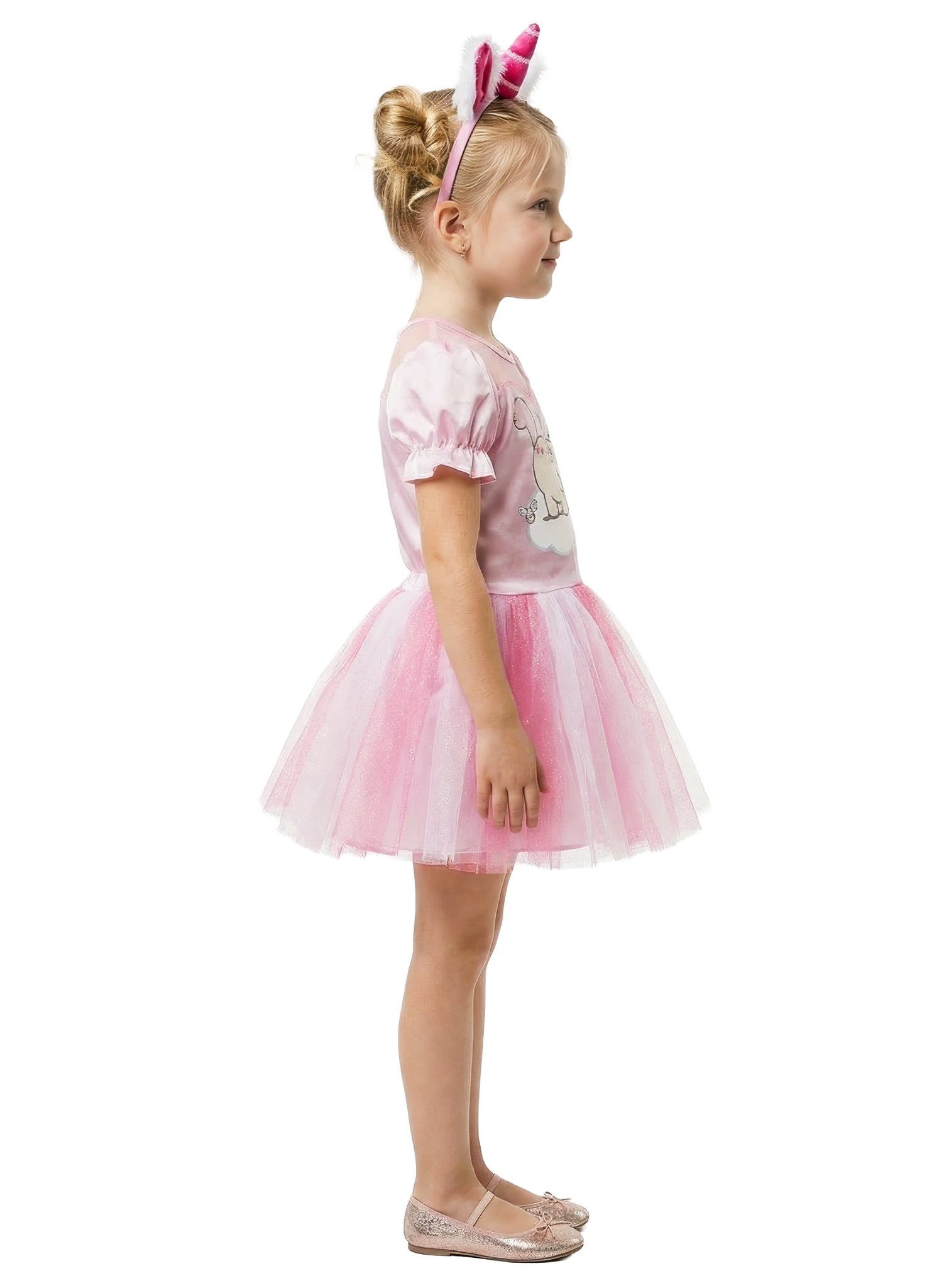 Rubie´s Kostüm Einhorn Theodor Kinder Glitzerkleid Faschingskostü, Rosafarbenes Glitzerkleid des kuscheligen Einhorns