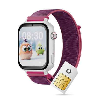 SaveFamily SaveWatch+ (inklusive Vodafone SIM-Karte) Smartwatch (4,7 cm/1,85 Zoll, Android 8.1), inkl. magnetisches Ladekabel, Kinder-Smartwatch, Kids Watch, wechselbares Armband, Face ID