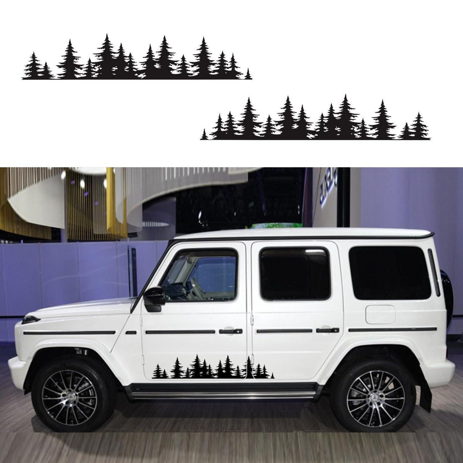 LuxusKollektion Aufkleber Autoaufkleber Seitenaufkleber Vinyl Wald Baum 2er Black