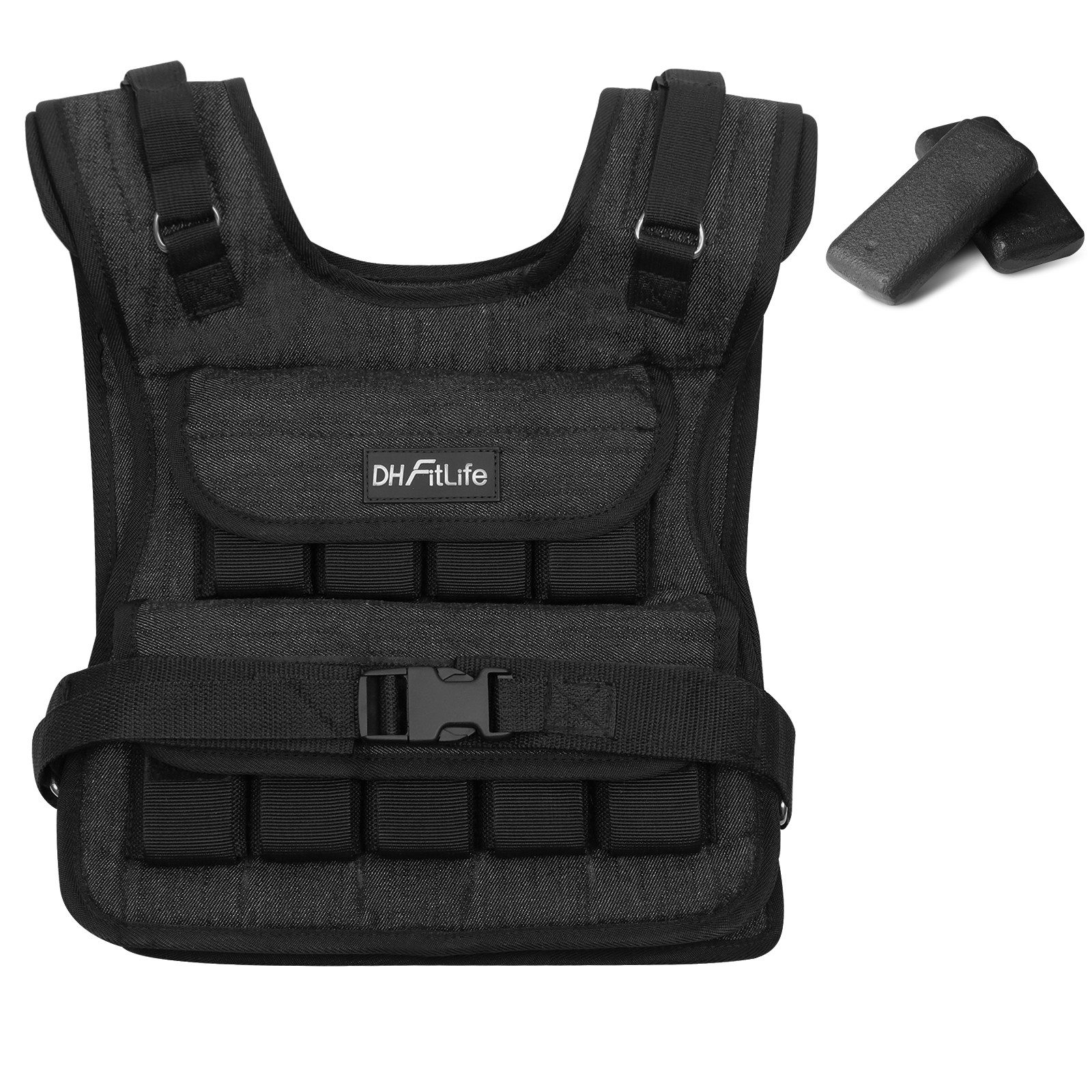 DH FitLife Gewichtsweste 10kg/20kg Kompakt u. Stabil zum Muskelaufbau u. Krafttraining, (Fitnessweste für Ausdauer- & Ganzkörpertraining), Laufweste Damen Herren, Fitnessweste Trainingsweste