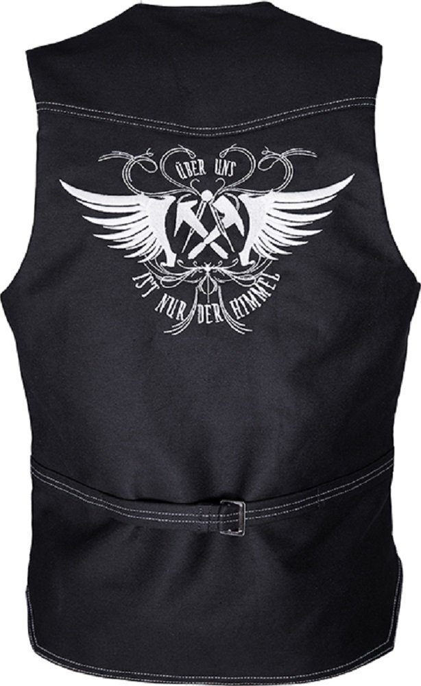 JOB Arbeitsweste Zunftweste Dachdecker-LOGO Doppel-Pilot schwarz Nierenschutz