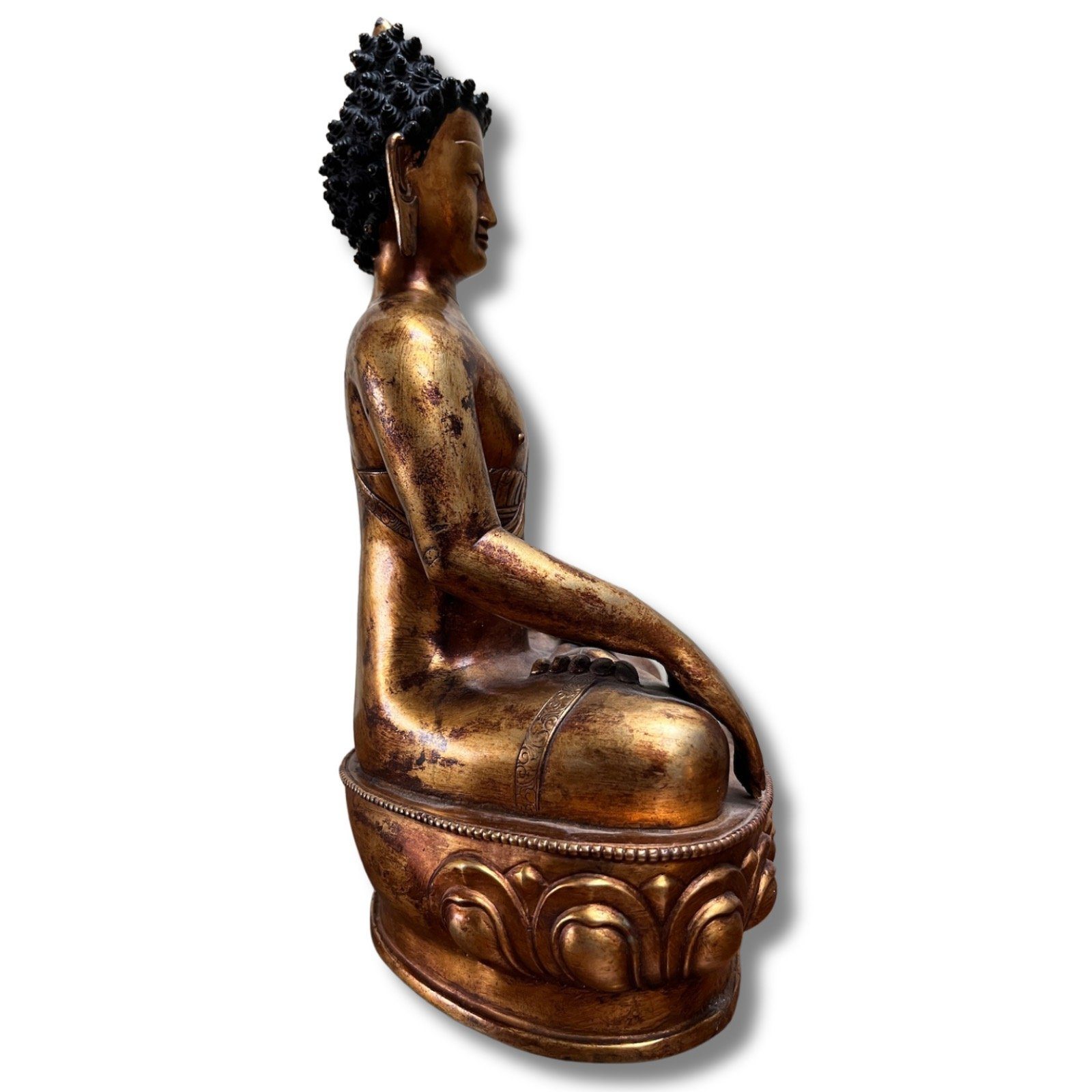 Asien vergoldete Figur groß LifeStyle Buddhafigur Buddha Tibet 31cm Qualität Skulptur Bronze