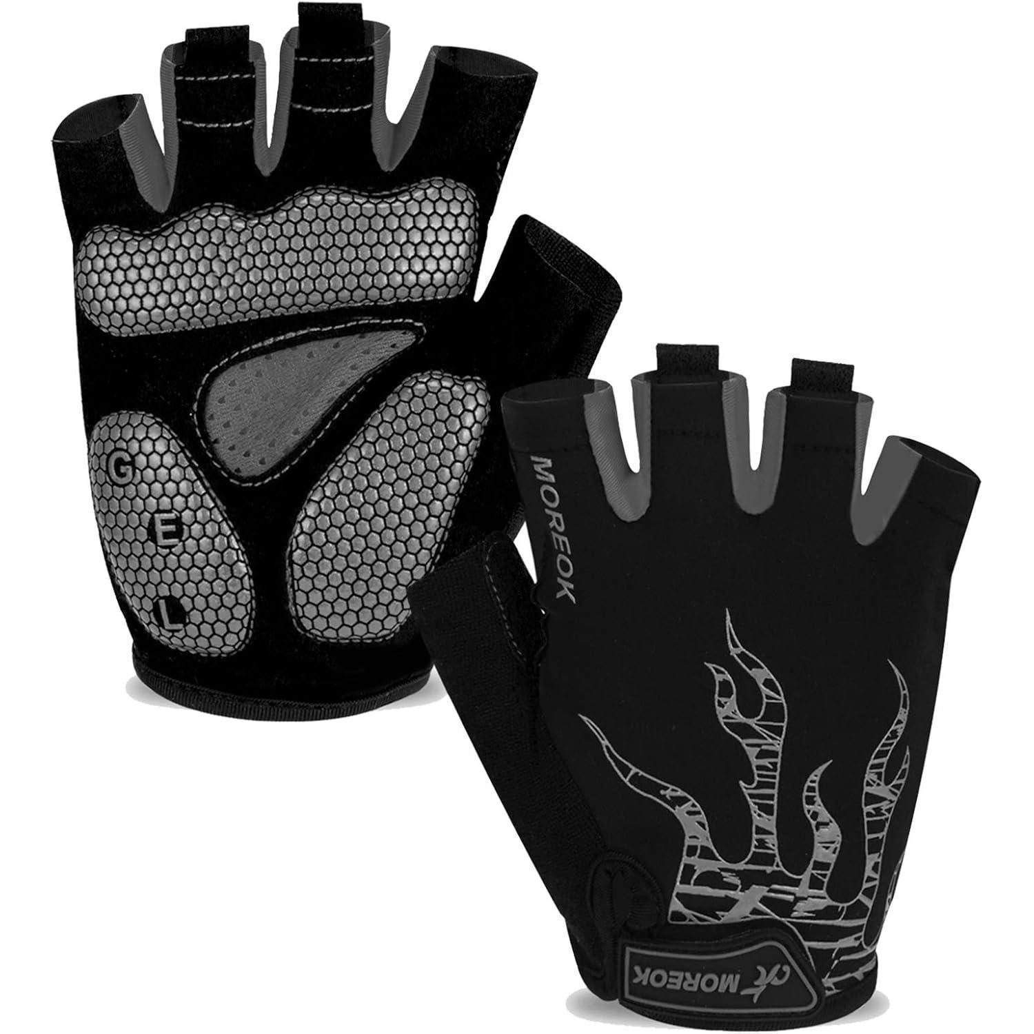 Fahrradhandschuhe Fahrradhandschuhe Halbfinger atmungsaktiv Gel rutschfest Grau M