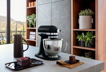 KitchenAid Küchenmaschine 5KSM125EBM SCHWARZ MATT, 300 W, 4,8 l Schüssel, Gratis Fleischwolf, Schüssel, Spritzgebäckvorsatz (Wert: ca.238,- UVP)