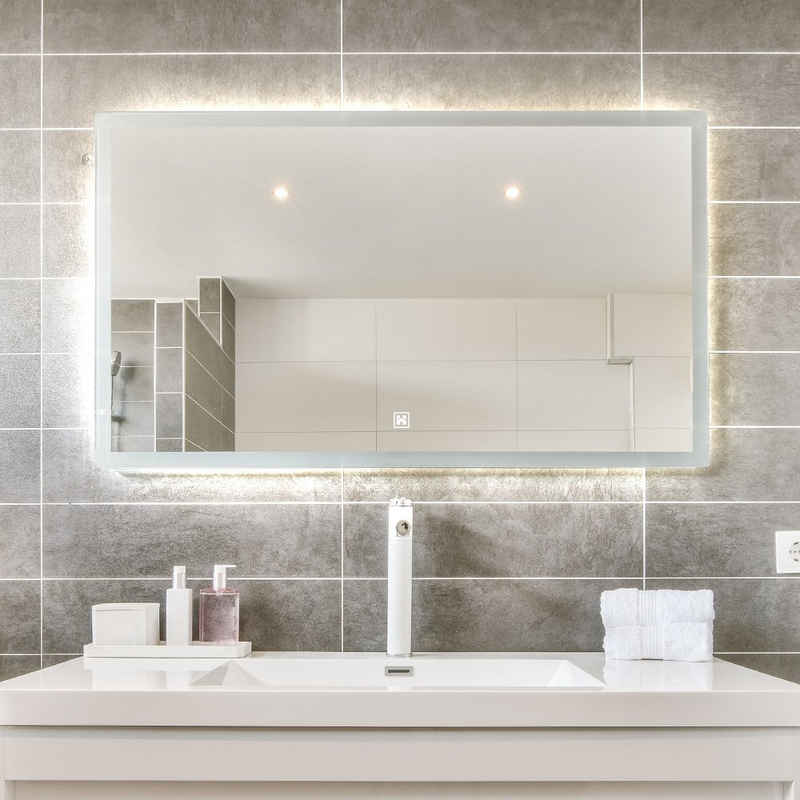 HOME DELUXE Дзеркало для ванної кімнати LED-Spiegel Rechteckig NOLA (Beschlagfrei, Dimmbar & Energiesparend), Настінне дзеркало, Дзеркало для ванної кімнати, Badezimmerspiegel, Косметички