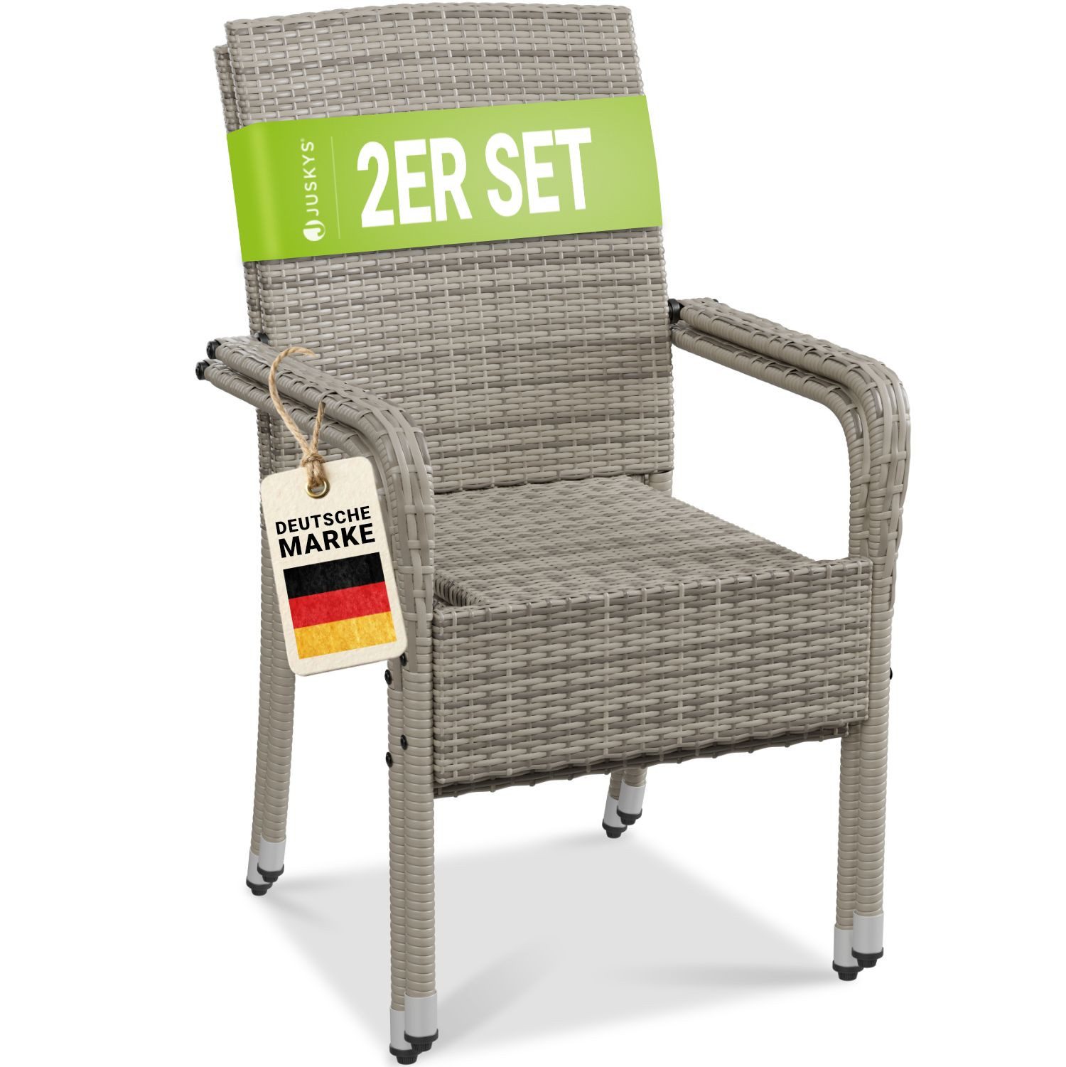 Juskys Gartenstuhl Yoro (2 St), stapelbar, modern, leicht und stabil