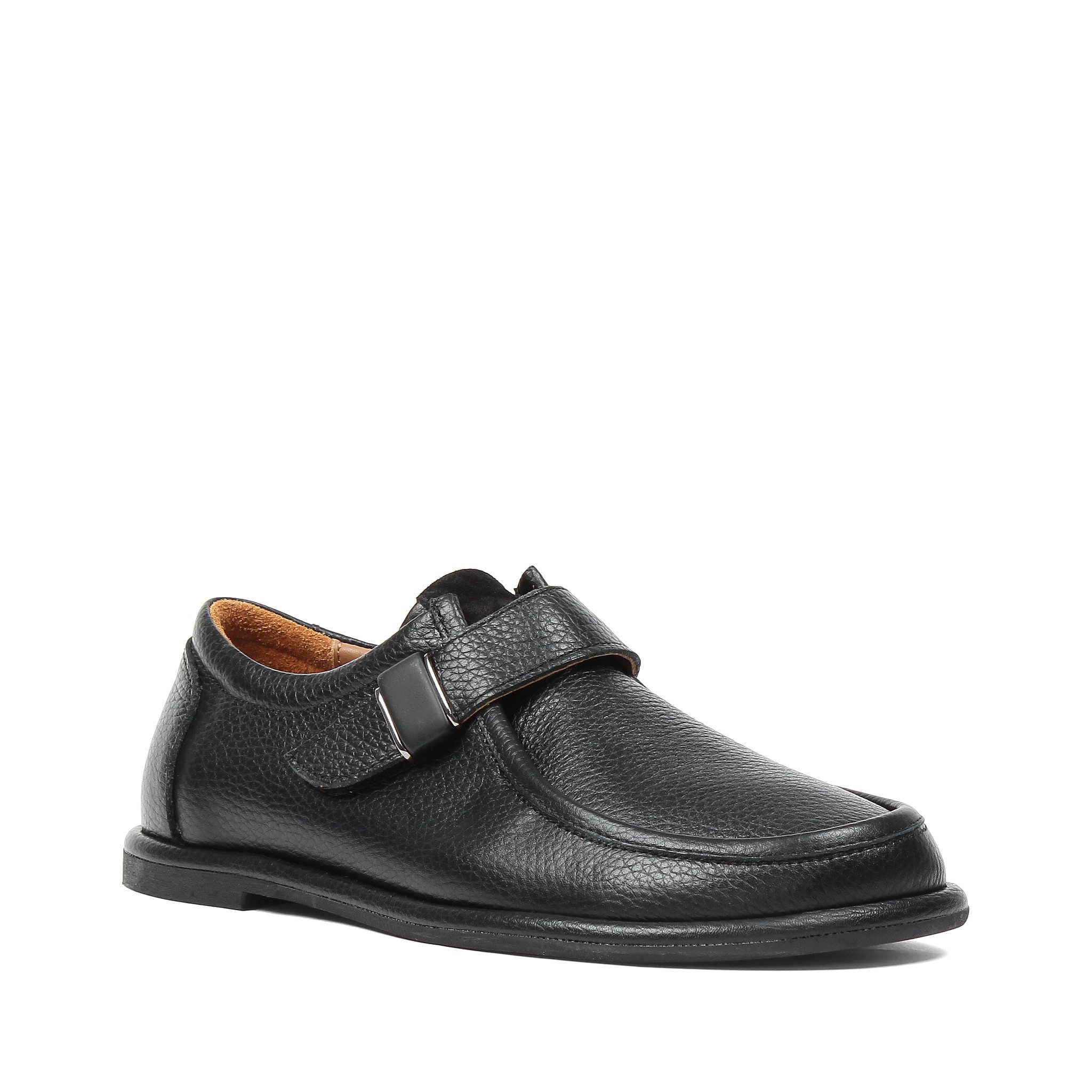 Celal Gültekin Klettverschluss Mokassin-Naht Slipper Flach Damen Slipper Narbenleder, Klettverschluss, Schwarz, 38