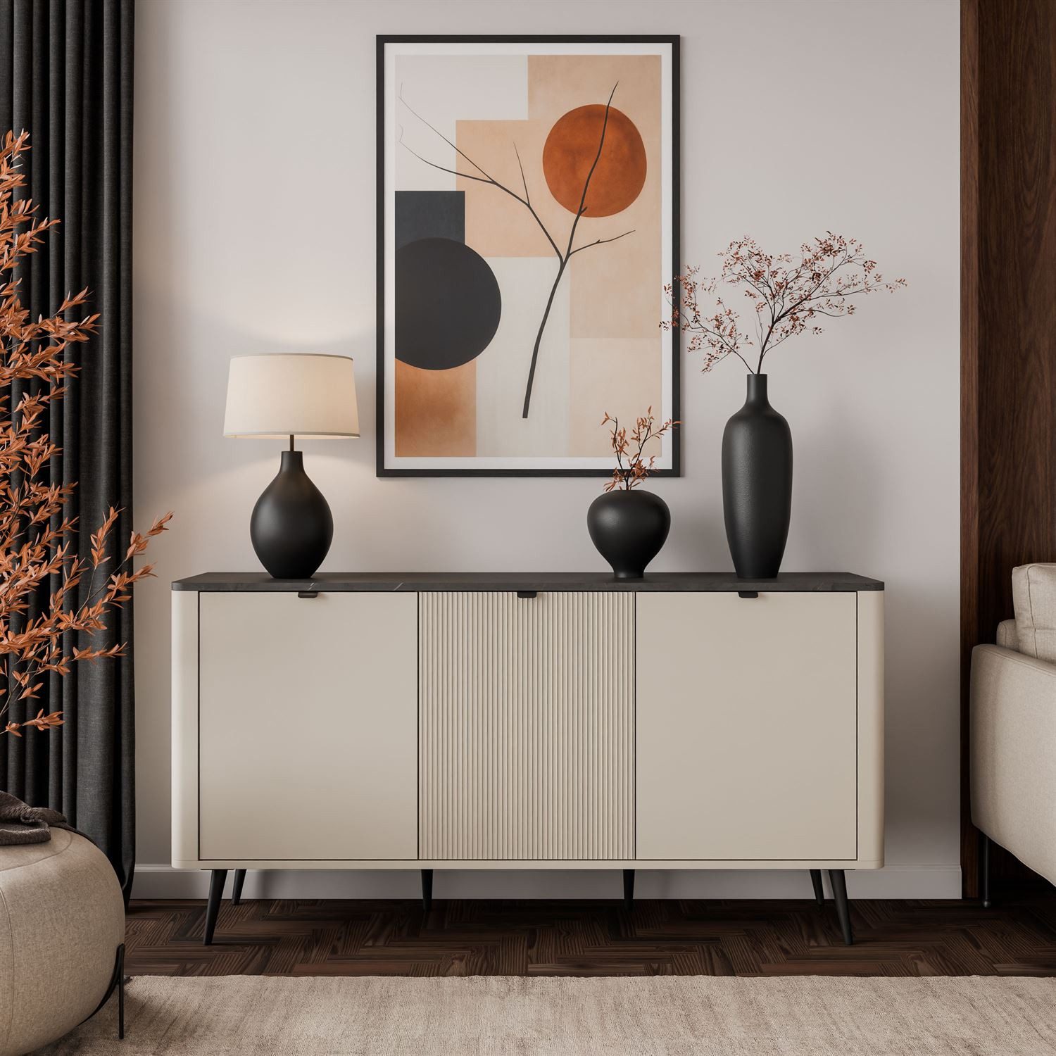 Lookway Kommode für das Schlafzimmer AUTUMN 3D mit geriffelter Front