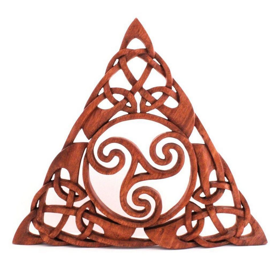 HOPLO Wanddekoobjekt Wandbild Keltische Triskele geschnitztes Ornament  Holzbild Wanddeko Ho