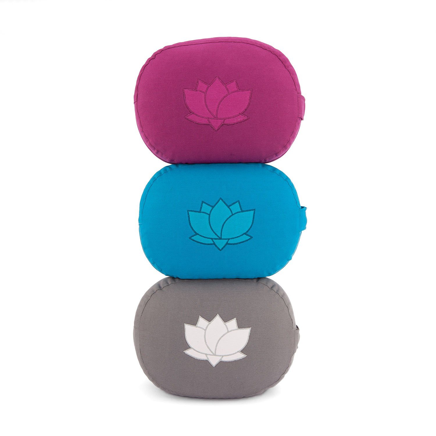 mit Meditationskissen Stickerei, olive aus Bio-Baumwolle bodhi Lotus OVAL Meditationskissen