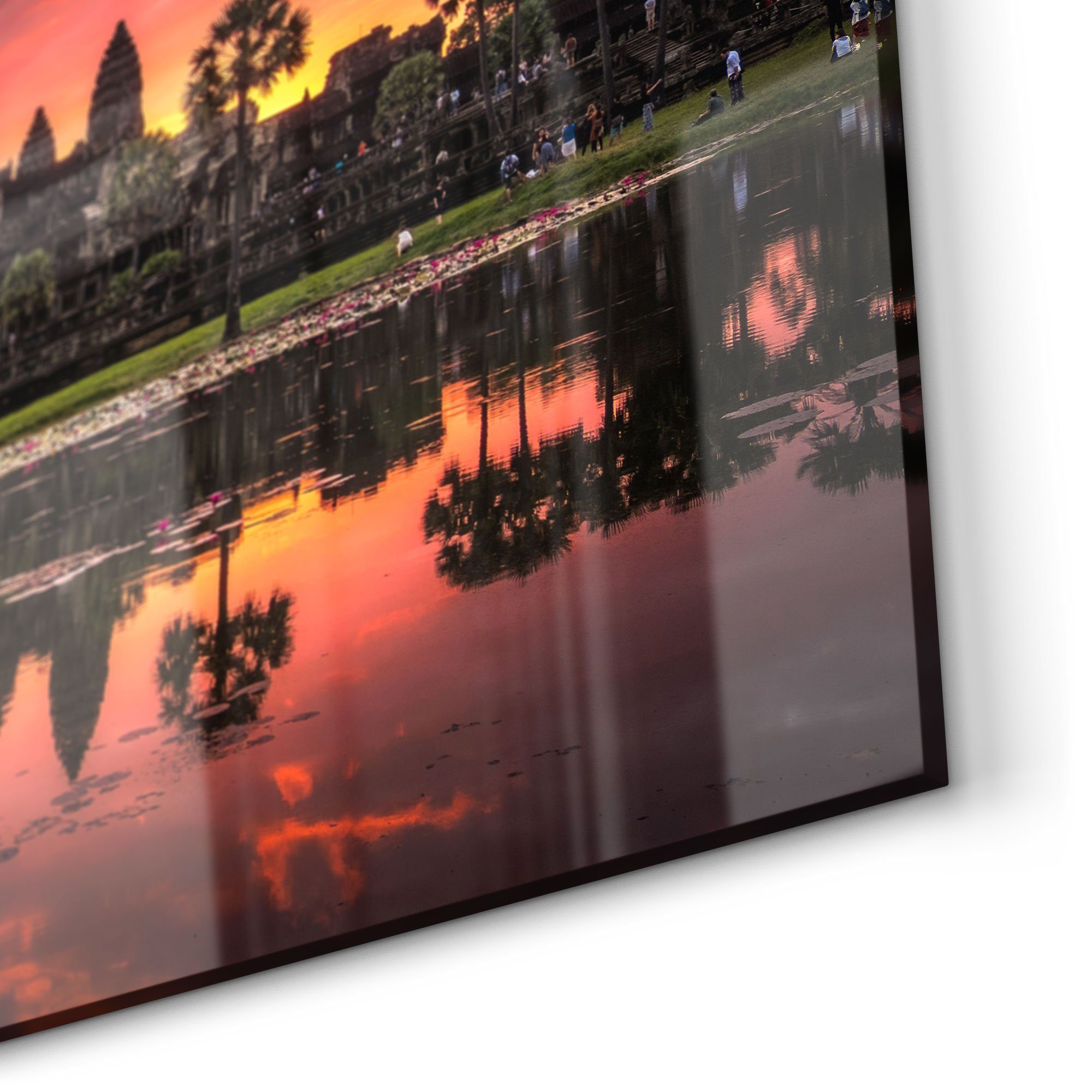 DEQORI Küchenrückwand 'Angkor in Glas Spritzschutz Badrückwand Wat Morgenröte', Herdblende