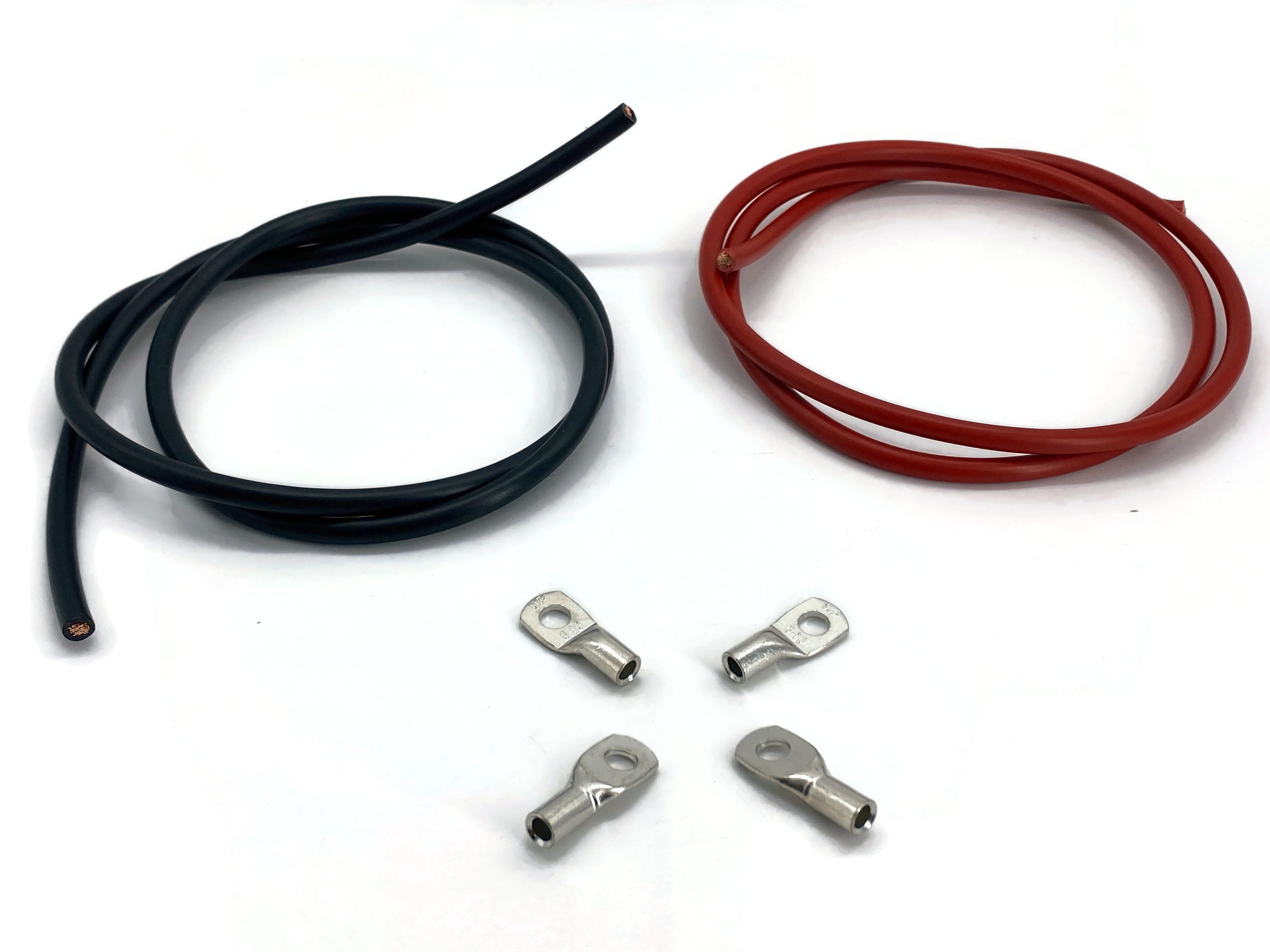 eXODA Kabelschuh 10 mm2 m6 4x Set mit 1m Kabel Rot und Schwarz 10 mm2 Batteriekabel, (100 cm)