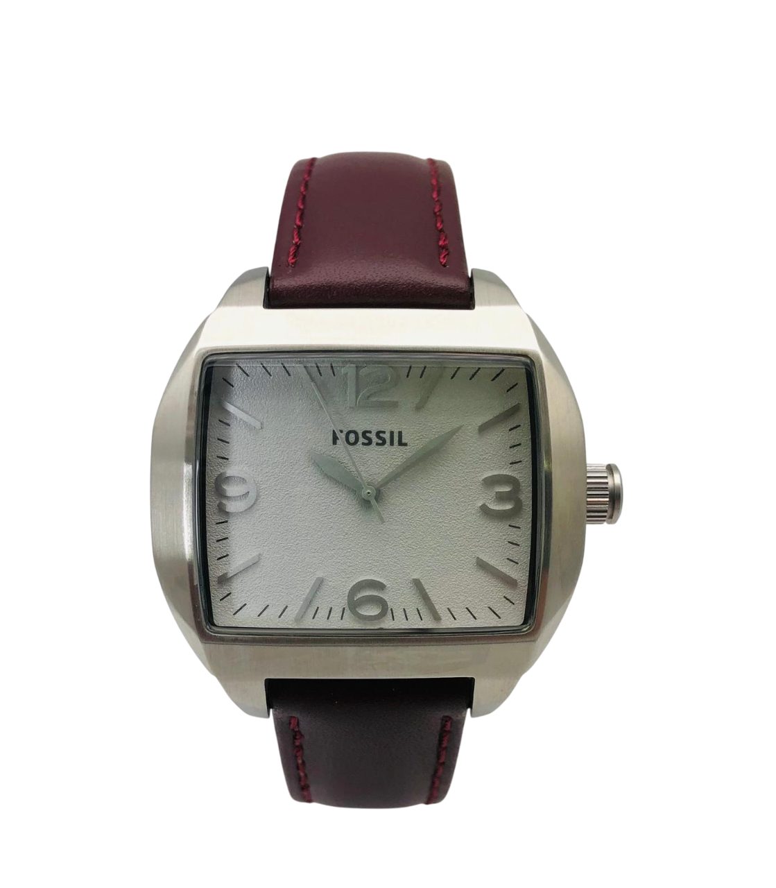 Fossil Quarzuhr Damenuhr Edelstahl Lederband Silber Bordeauxrot - C181001-5 günstig online kaufen