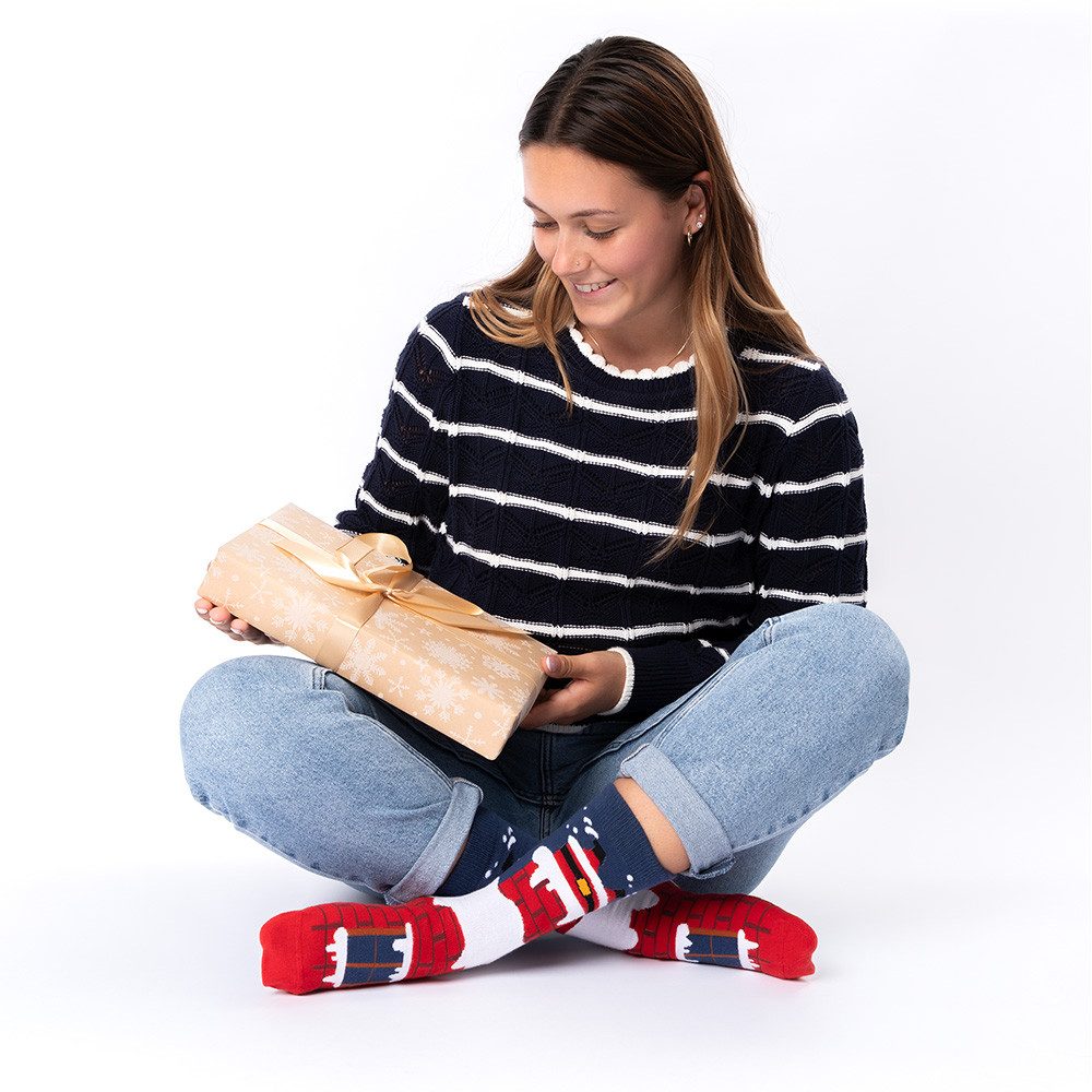 OCCULTO Basicsocken Damen & Herren Weihnachts Socken 2er Pack (Modell: Santa) (2-Paar)