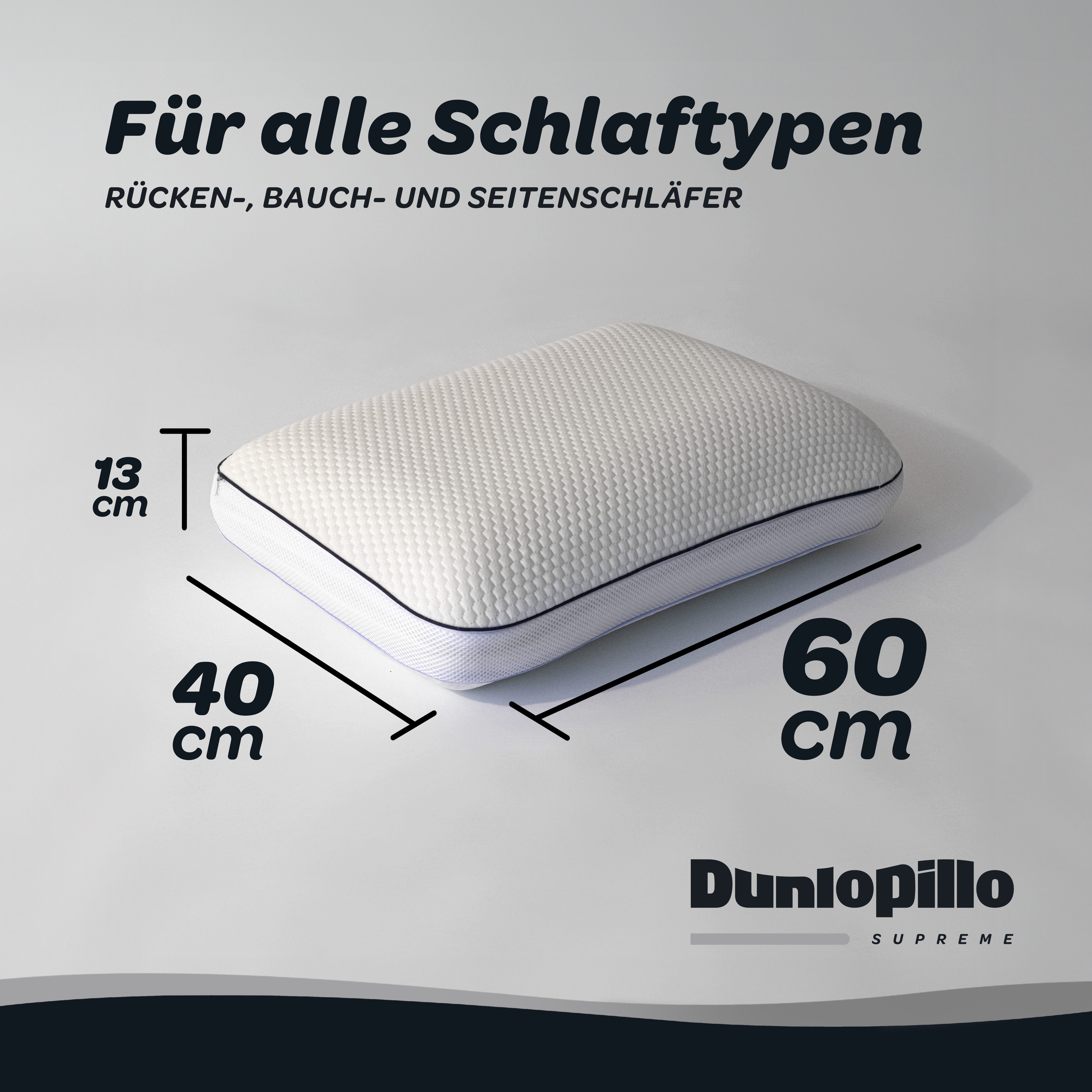 Dunlopillo Nackenstützkissen Clima Flex, NEUHEIT Viskoschaum mit kühlender & wärmender Seite, Bezug: Polyester & Viskose, Rückenschläfer, Seitenschläfer, in Größe 60 x 50 x 15 cm, Individuell anpassbar: mit drei Einlagen