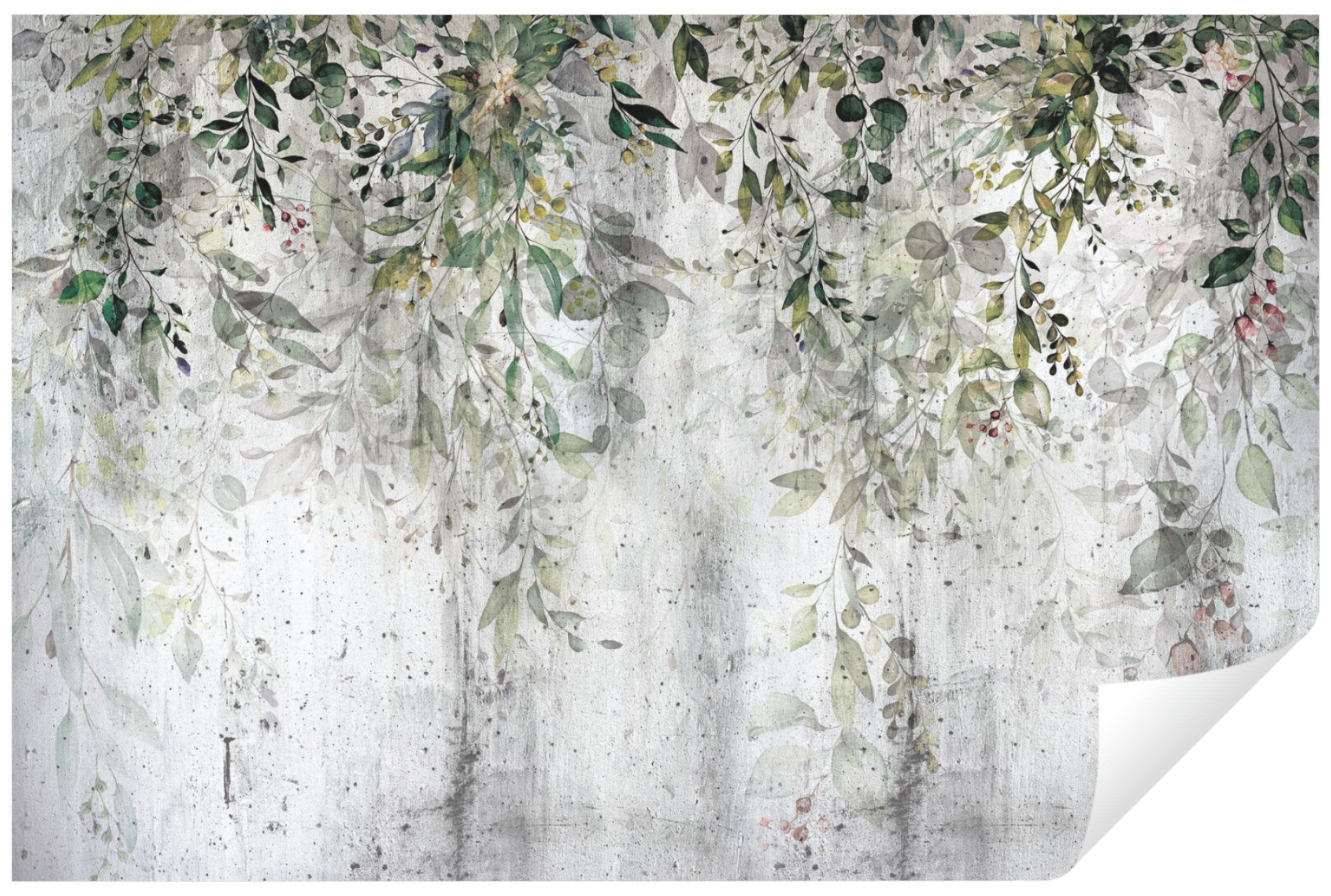 Wallarena Fototapete Blätter Beton Pflanzen Vintage Vlies Tapete Wohnzimmer günstig online kaufen