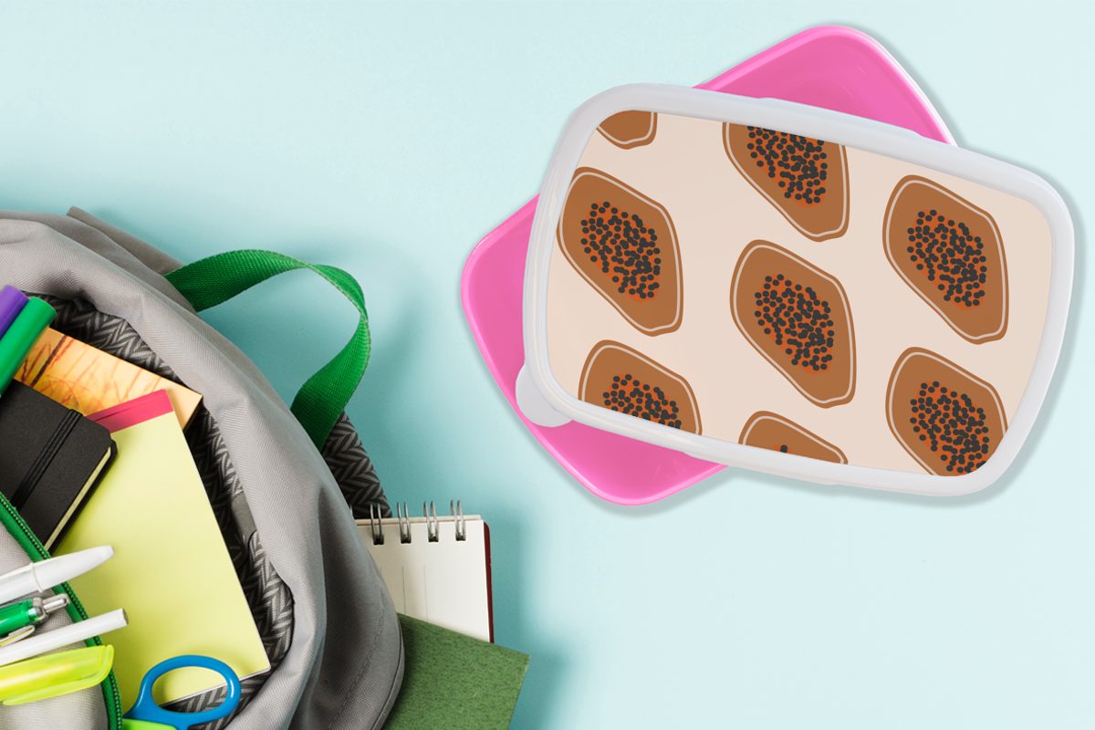 Kinder, Brotdose - (2-tlg), rosa Sommer Mädchen, Brotbox Pastell, für Kunststoff Lunchbox Snackbox, Erwachsene, Avocados MuchoWow Kunststoff, -