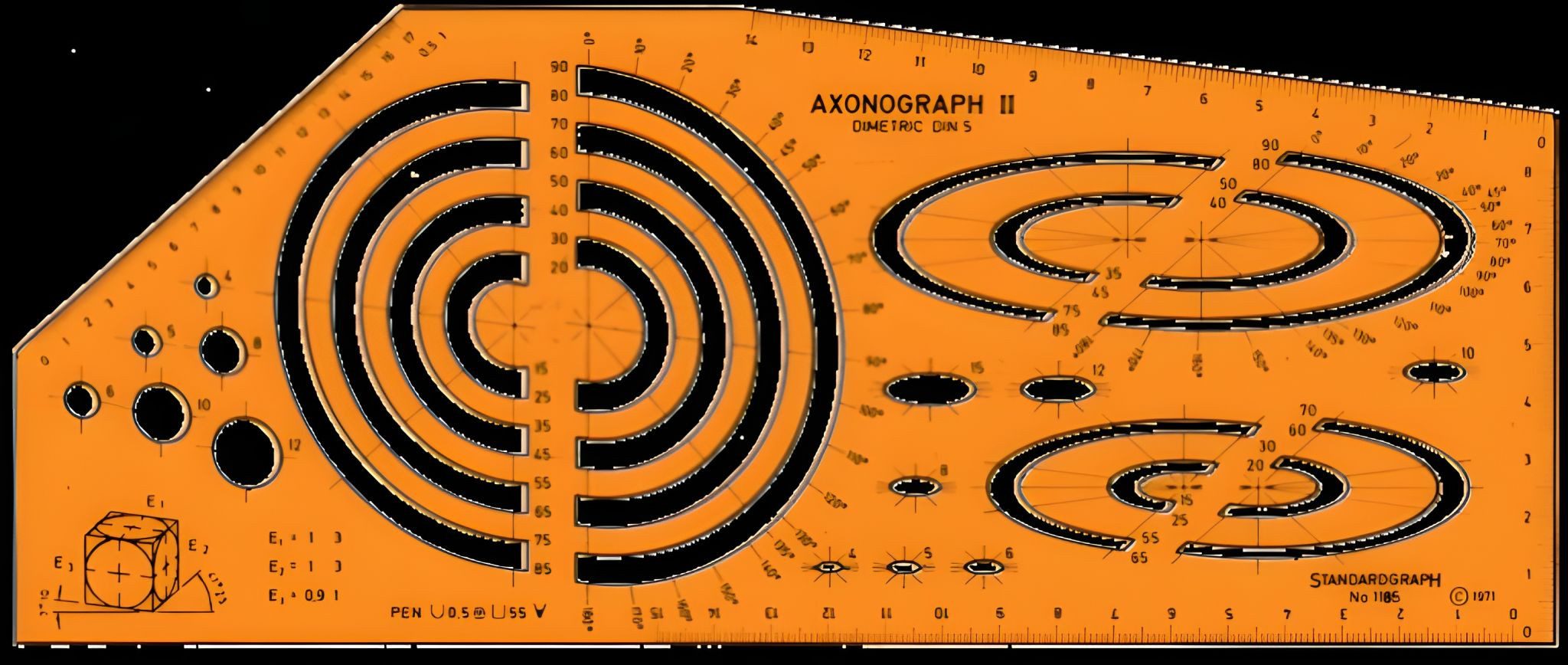 STANDARDGRAPH Zeichenlineal Schablone Dimetric STANDARDGRAPH 1185