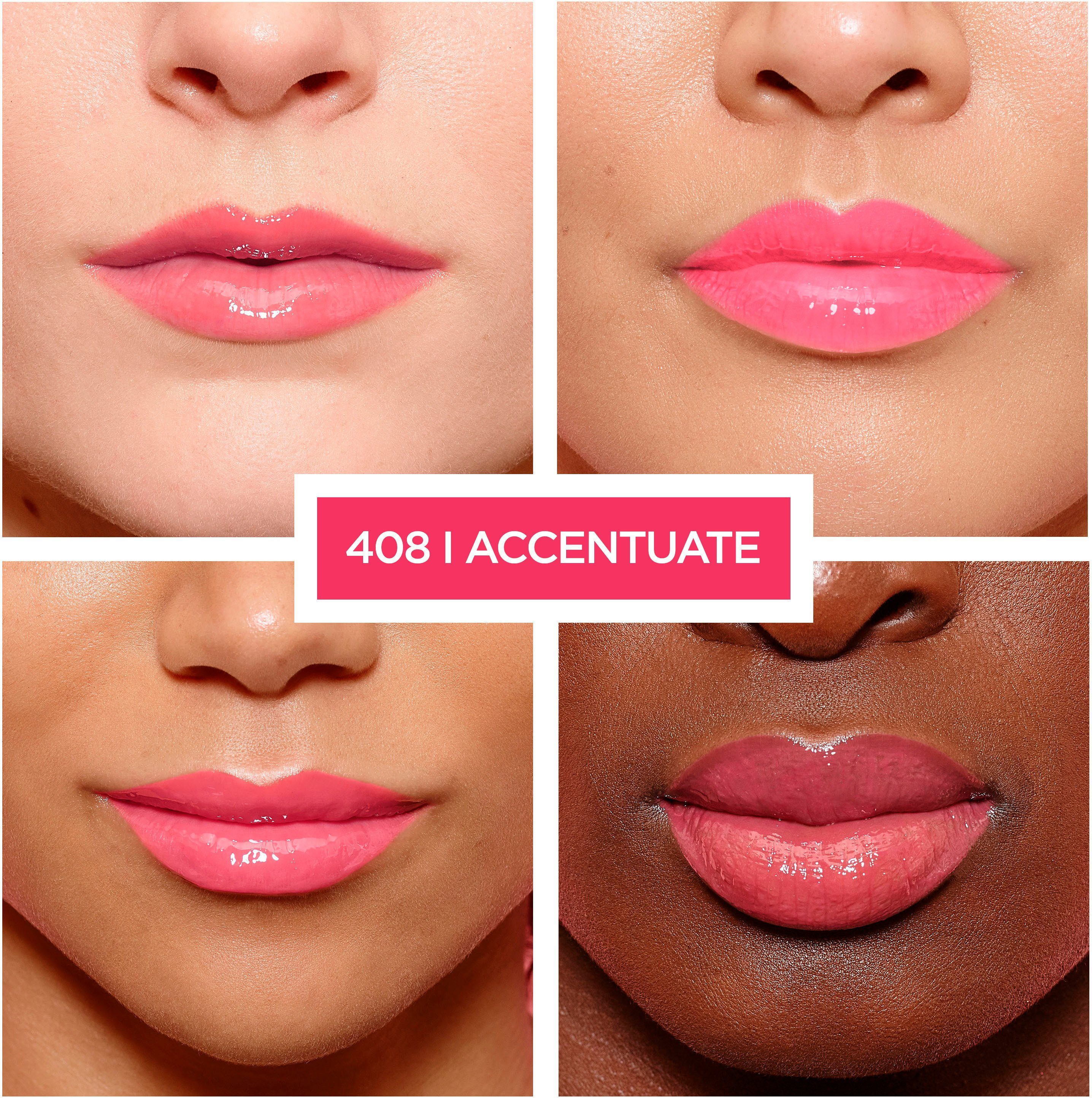 L'ORÉAL PARIS Lipgloss PARADISE BRILLIANT SIGNATURE PLUMP-IN-GLOSS, angereichert mit Hyaluron und Kollagen-AS-Fragmenten