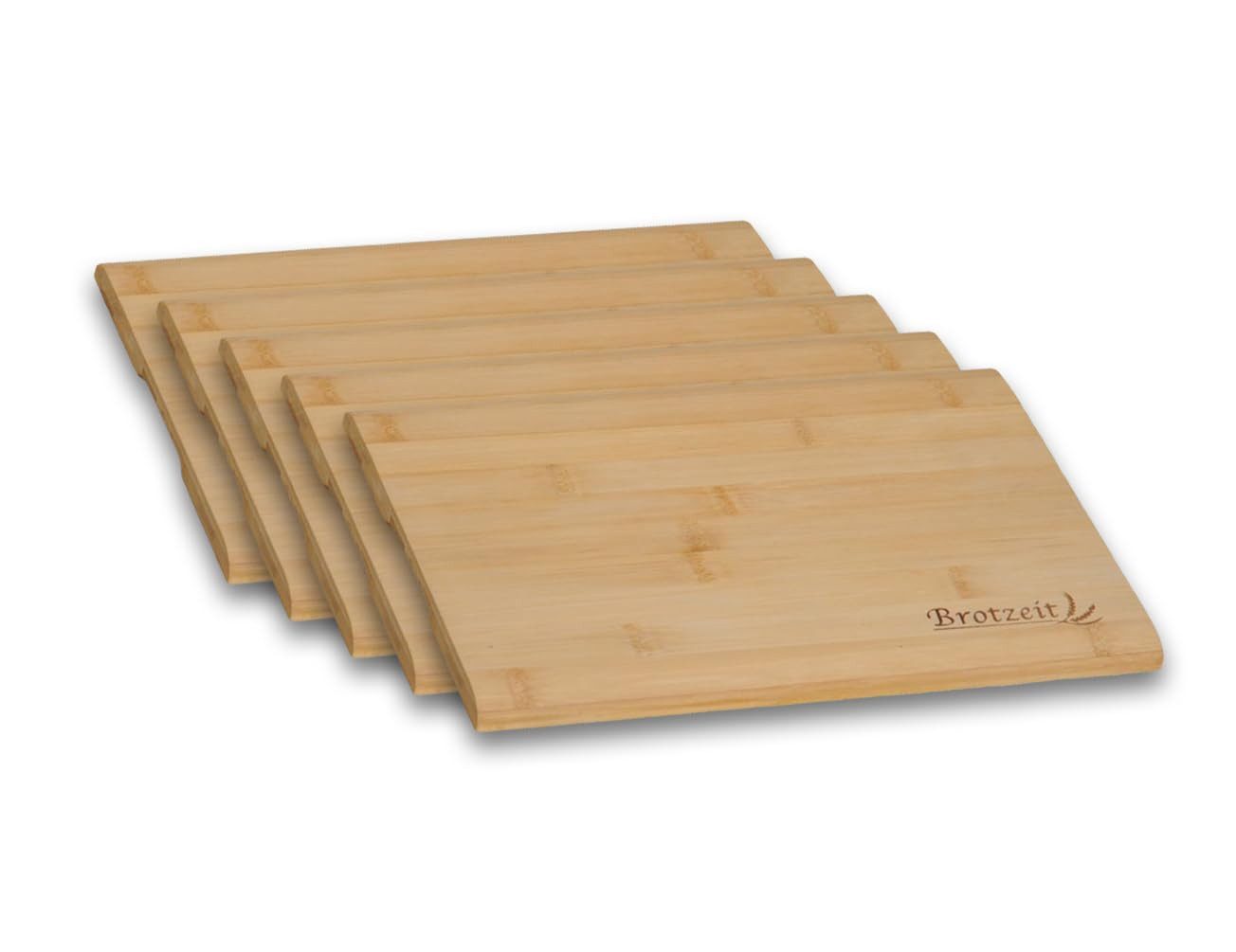 Kesper Frühstücksbrett 5er Set Brotzeitbrett 32 x 21 cm aus Bambus für Frühstück und Brotzeit, Bambus, Extra groß mit Einbrand, vielseitig als Schneidbrett nutzbar