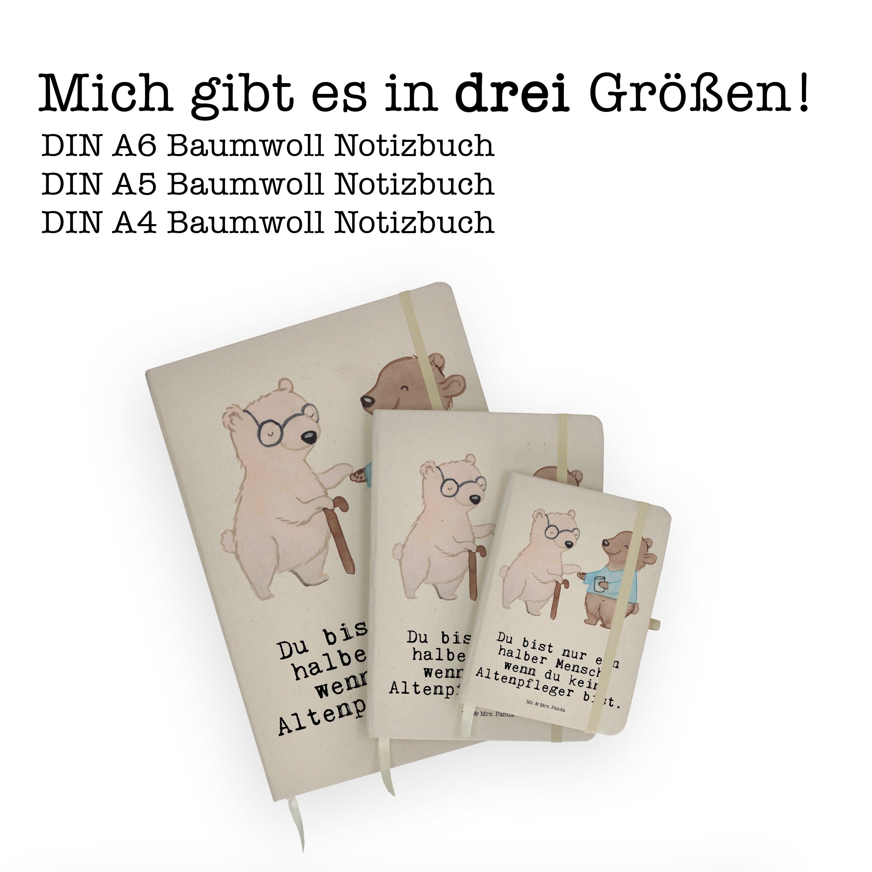 Mrs. Altenpfleger Rente, mit Panda Herz Geschenk, - Notizen, Transparent Mr. Panda - & & Mr. Mrs. Notizbuch Schre