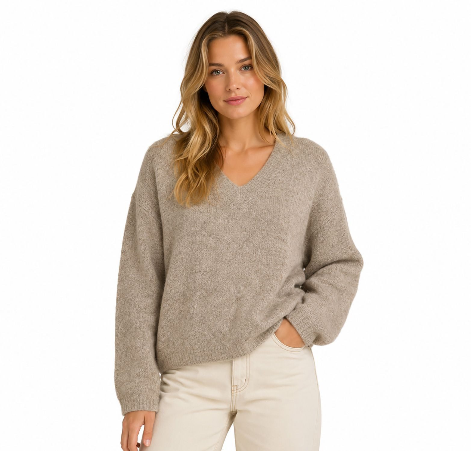 Vila V-Ausschnitt-Pullover VIMARLEY L/S V-NECK KNIT PULLOVER