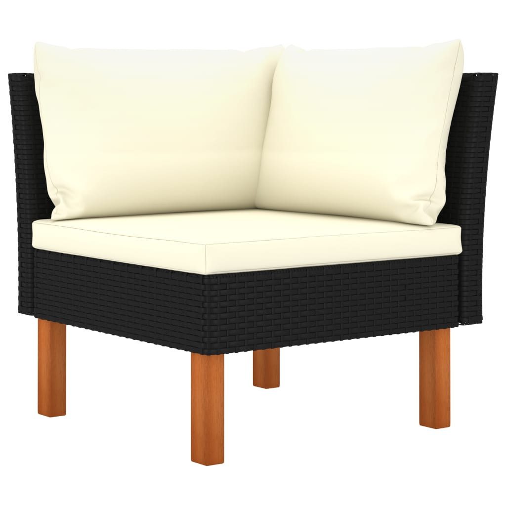 vidaXL Sofaelement Ecksofa Poly Rattan und Eukalyptus Massivholz (1 St)