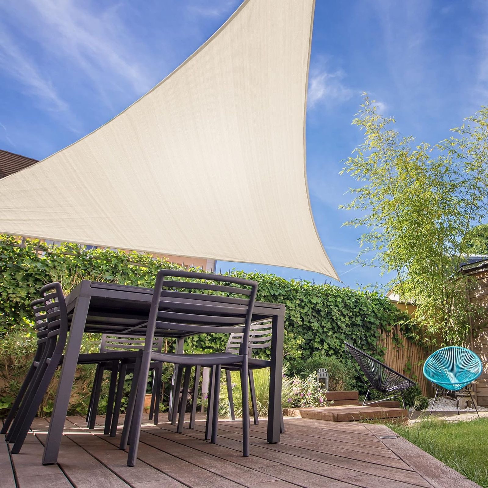 Lumaland Sonnensegel Lumaland Sonnensegel Dreieck 3x3x3m UV Schutz HDPE creme inkl. Seile