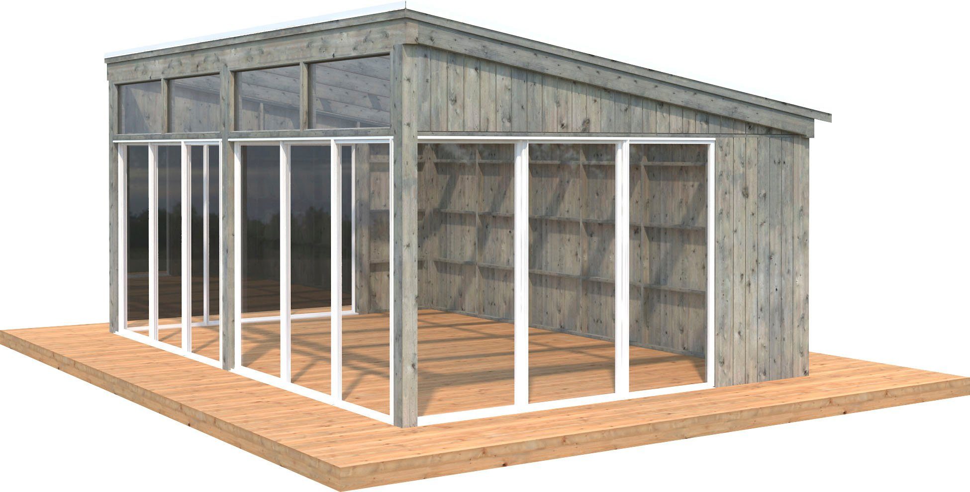 Palmako Holzpavillon Nova, mit Doppelstegplatten, BxT: 617x397 cm, grau