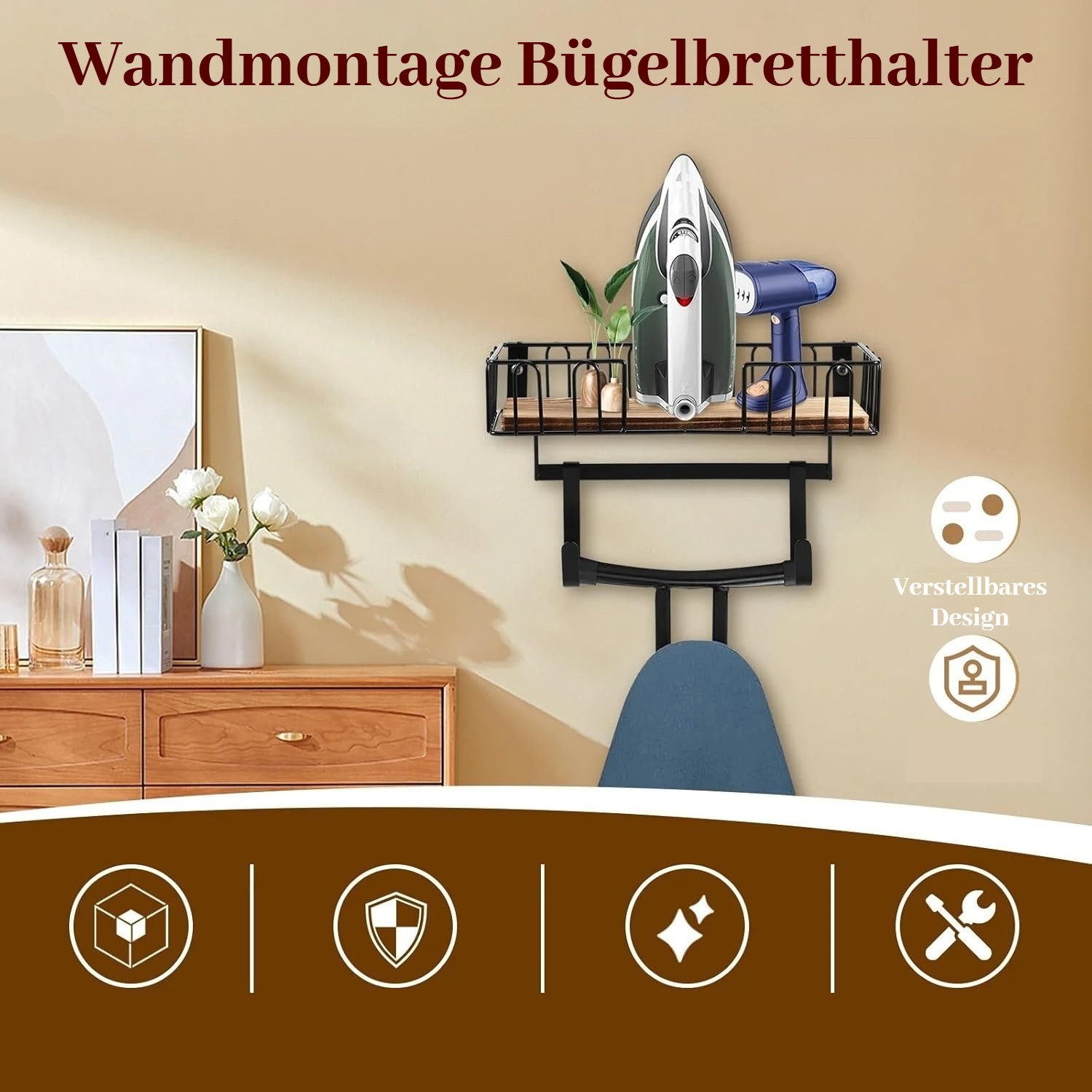 BlingBin Wandregal Bügelbrettaufhänger Metall-Wandhalterung für Bügeleisen günstig online kaufen